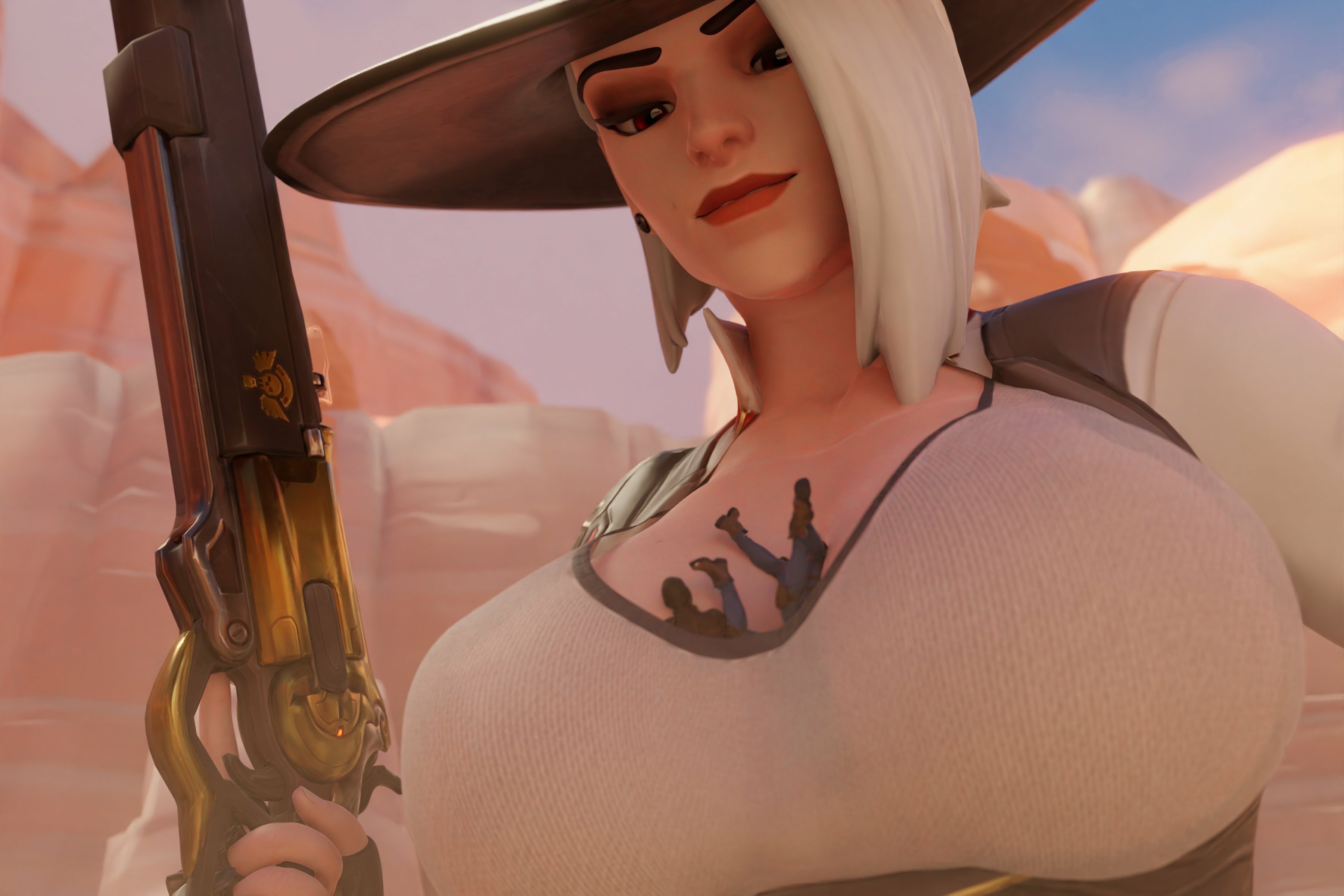 Smol Shootout 3 Ashe Overwatch Boobs Big boobs Lingerie Sexy Lingerie Naked Sexy Horny Face Big Ass Horny Giantess 3d Porn 2