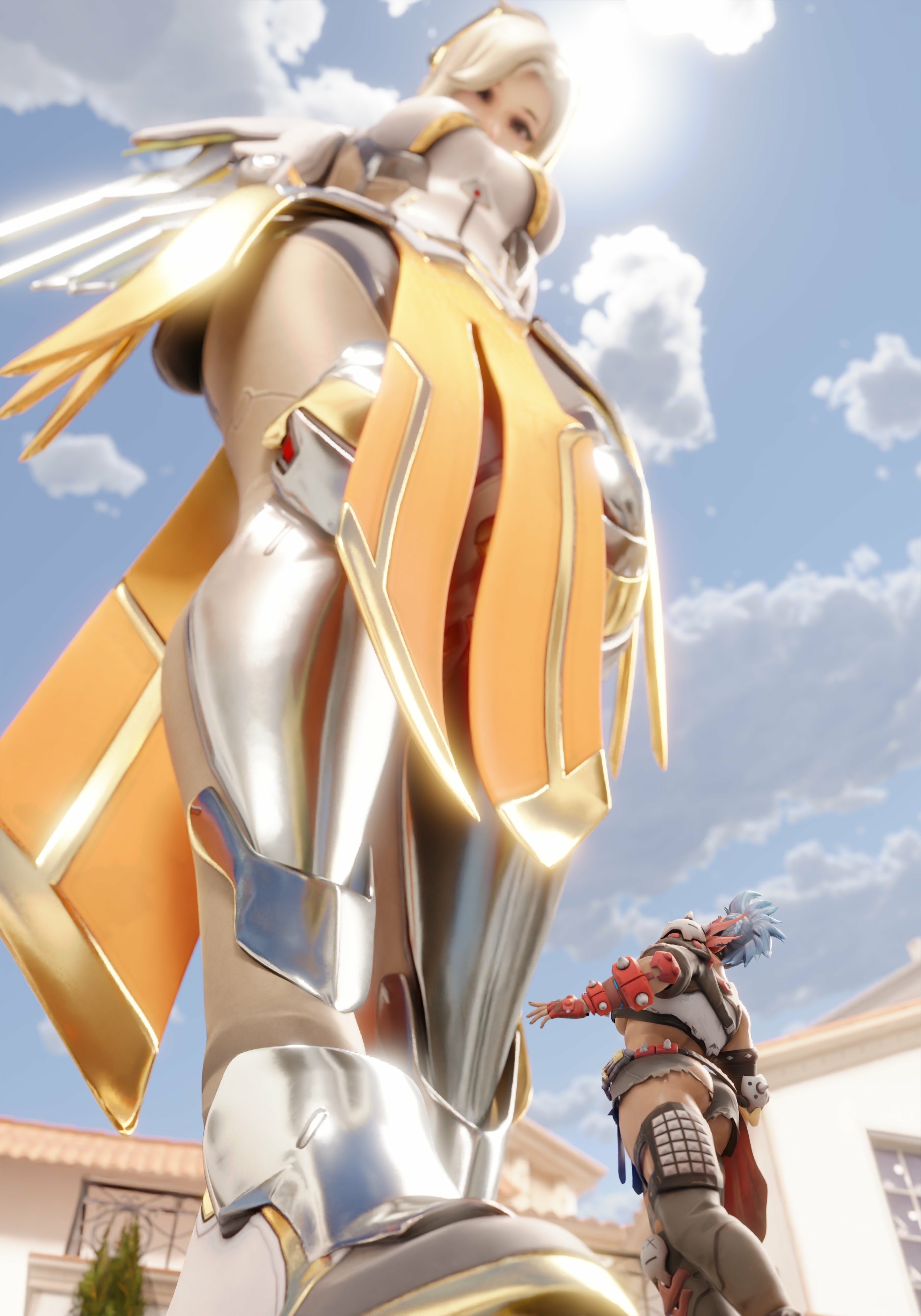 the size difference between Mercy and Junker queen Junkerqueen Mercy Overwatch Boobs Big boobs Sexy Horny Face Big Ass Horny Giantess 3d Porn