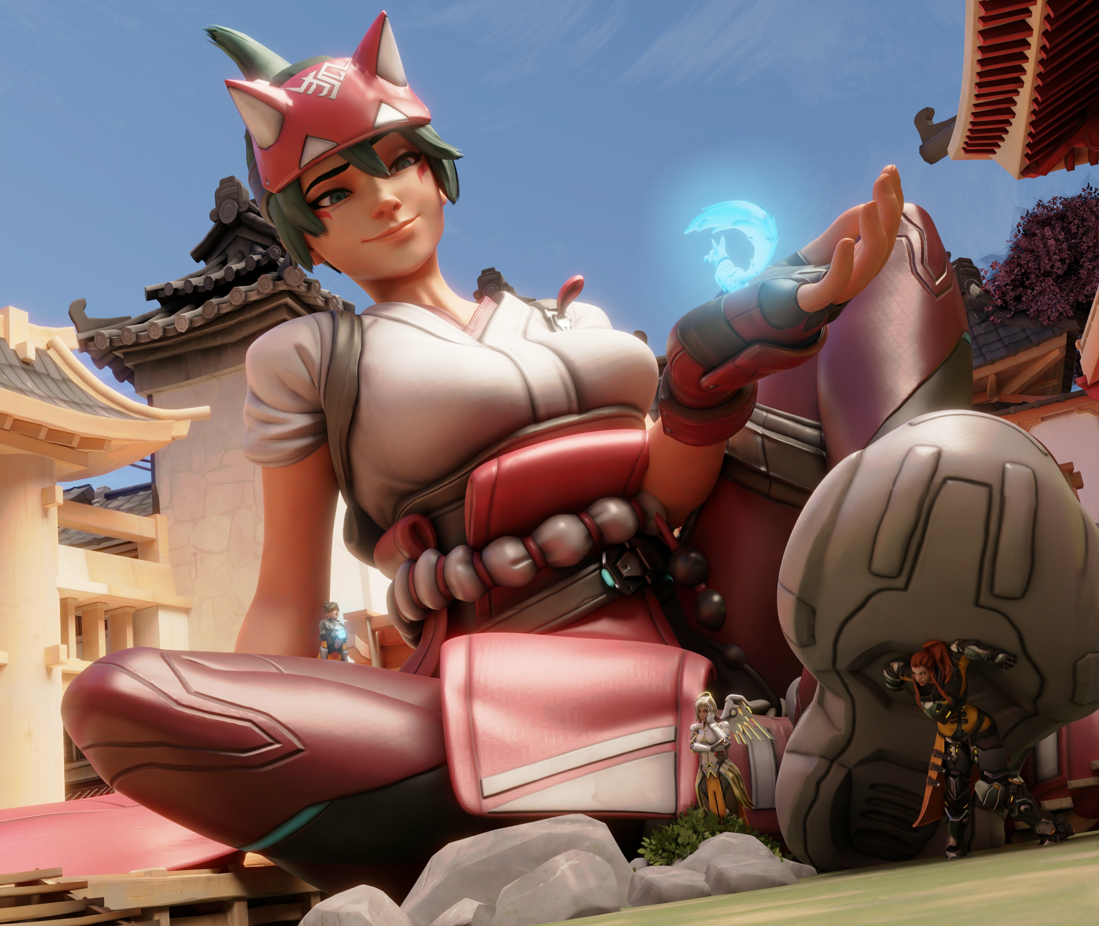 Beeing protected by the Fox spirit doesn t only help with a Donut heavy diet Kiriko Overwatch Boobs Big boobs Sexy Horny Face Big Ass Horny Giantess 3d Porn