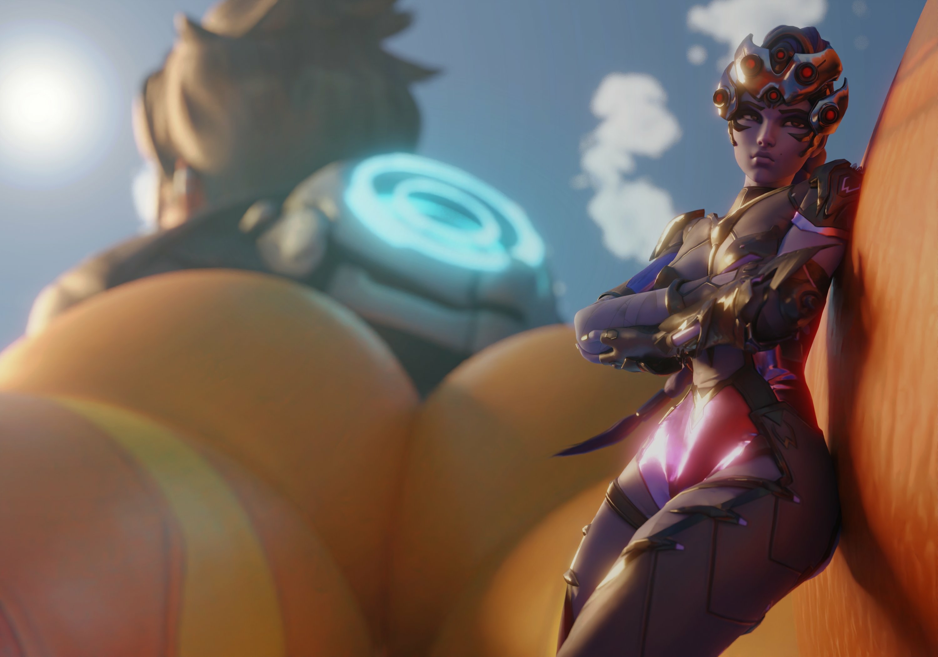 Envious and Teased Tracer Widowmaker Overwatch Back View Boobs Big boobs Sexy Horny Face Big Ass Horny Giantess 3d Porn