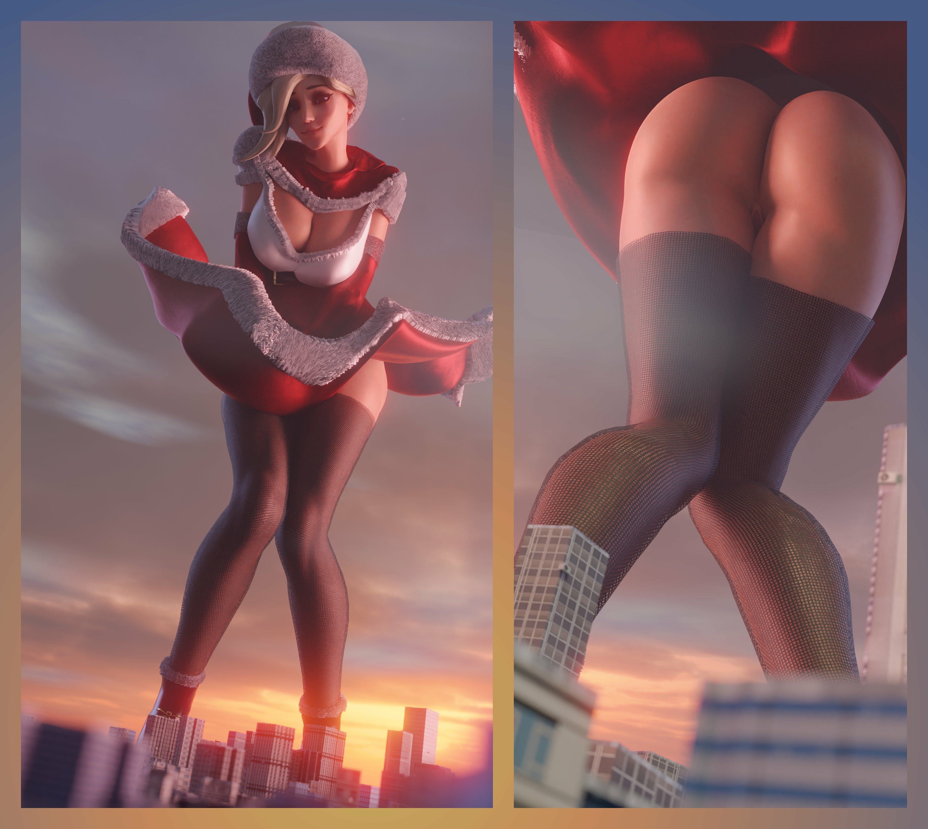 Sudden Gust of Wind Mercy Overwatch Ass Back View Boobs Sexy Horny Face Big Ass Horny Giantess 3d Porn