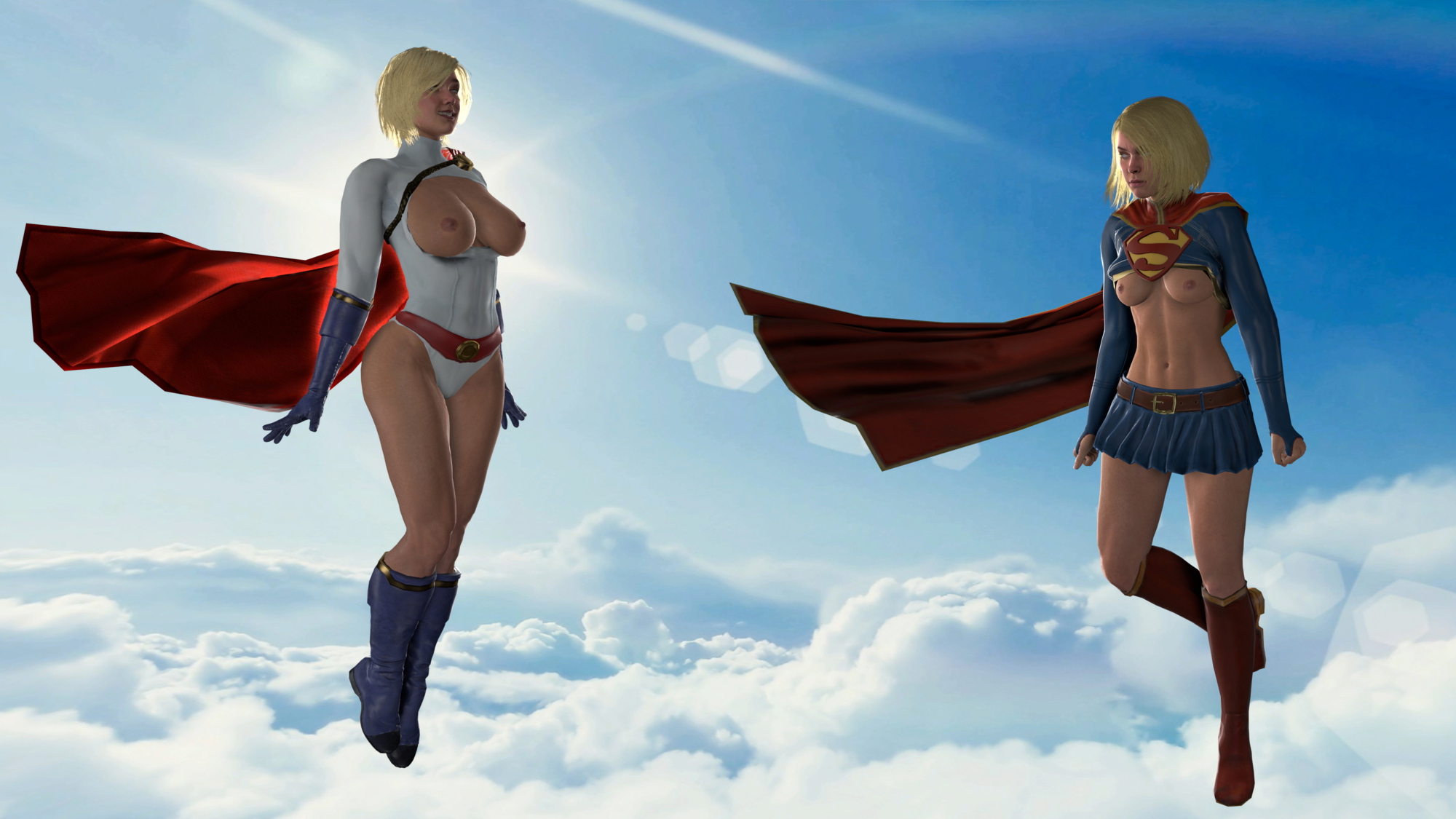 Power Girl and Super Girl comparing their Strengths Power Girl Supergirl Dc Comics Superhero