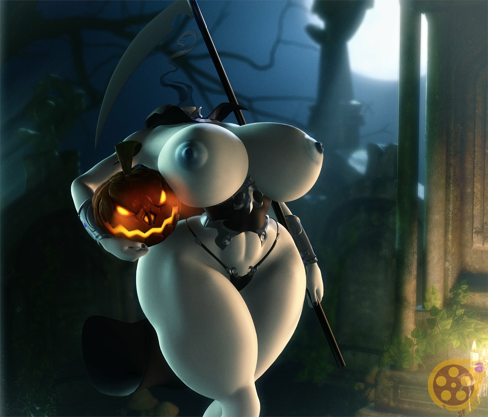 Thicc Dullahan  Happy Halloween! Dullahan Nipples Lingerie Ass Boobs Big boobs Big Ass Naked Horny Face Sexy Horny 3d Porn