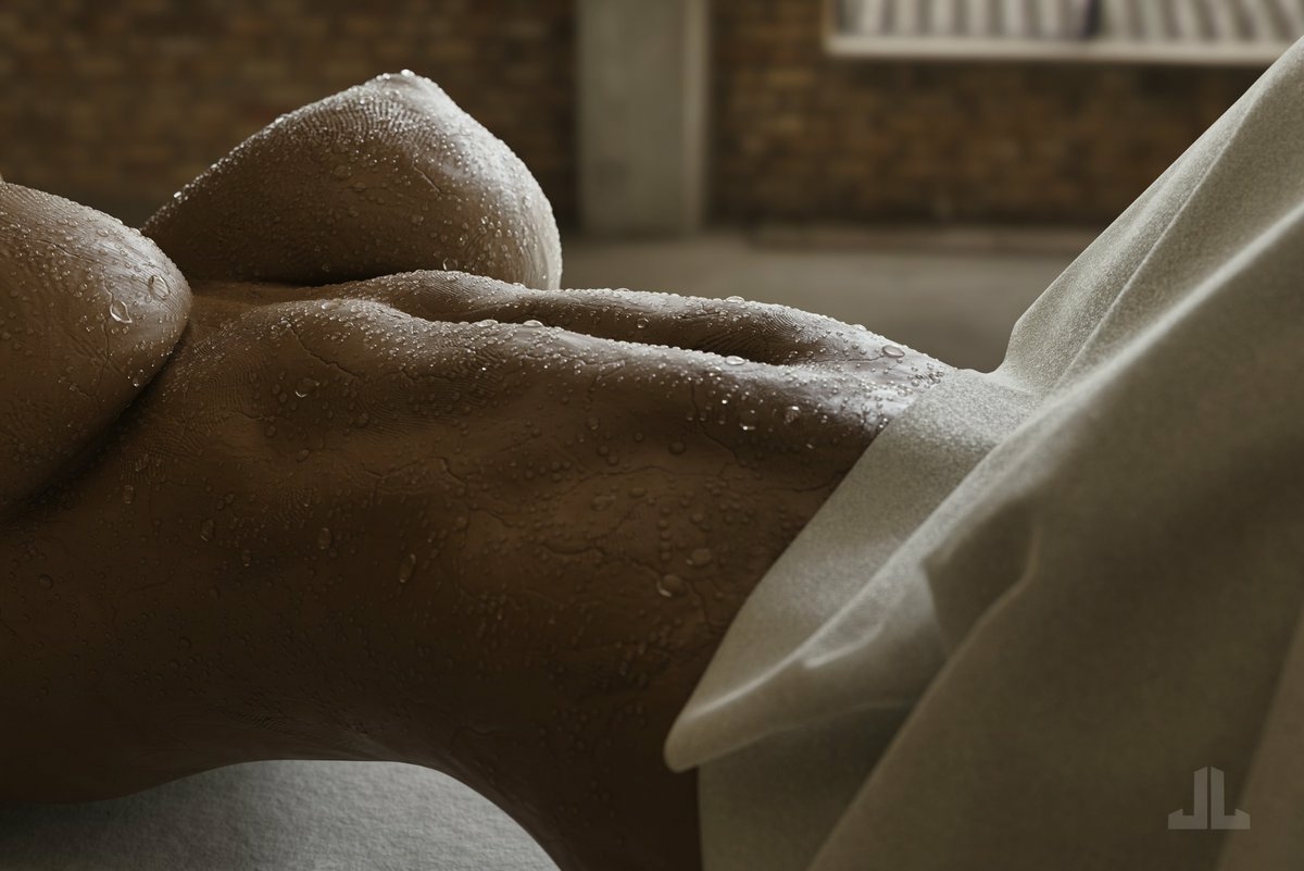 Sculpted from clay.  Original Character Nipples Naked Boobs Big boobs Ass Tits Sexy Horny 3d Porn