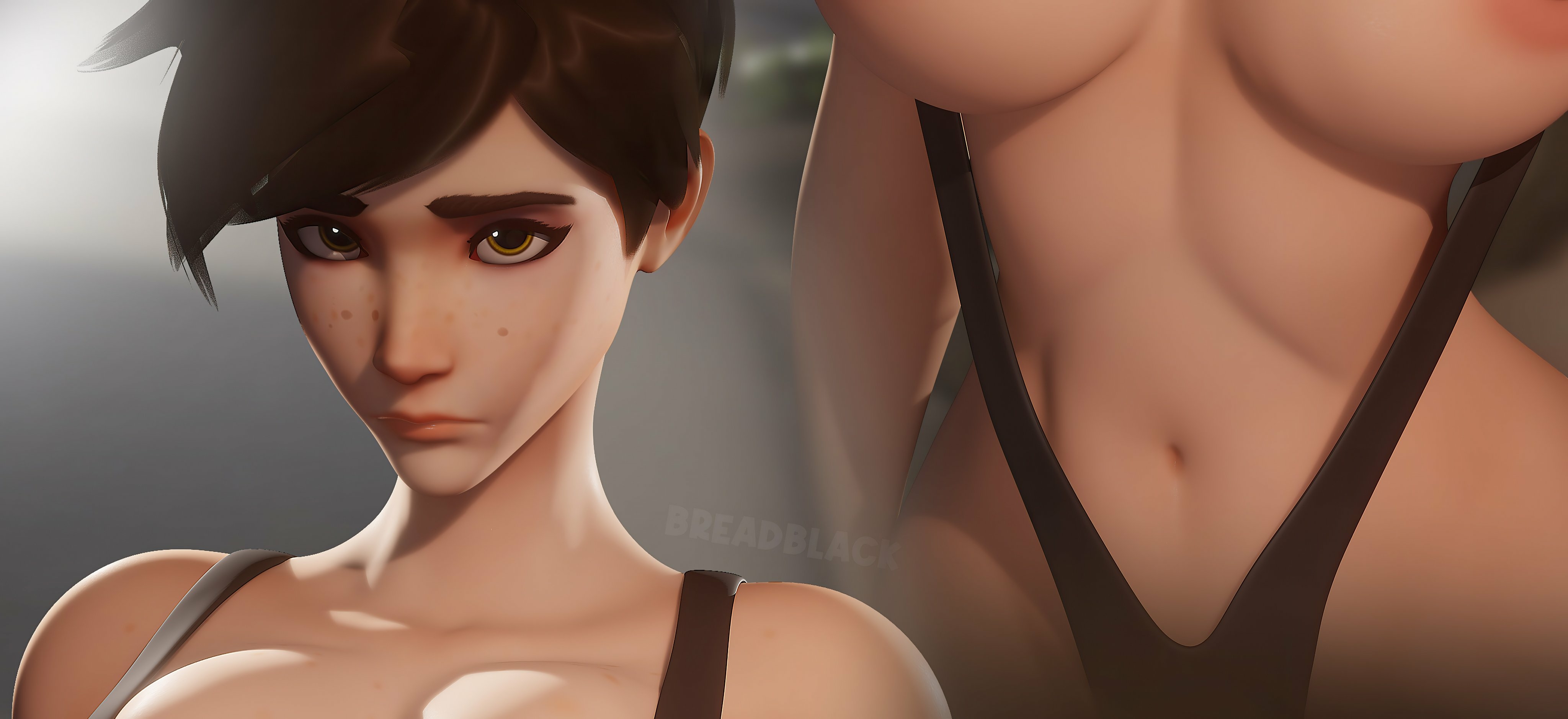 Pink 🎀 2 Tracer Overwatch Bikini Cute Sexy Hot Horny Face Boobs Big boobs 3d Porn