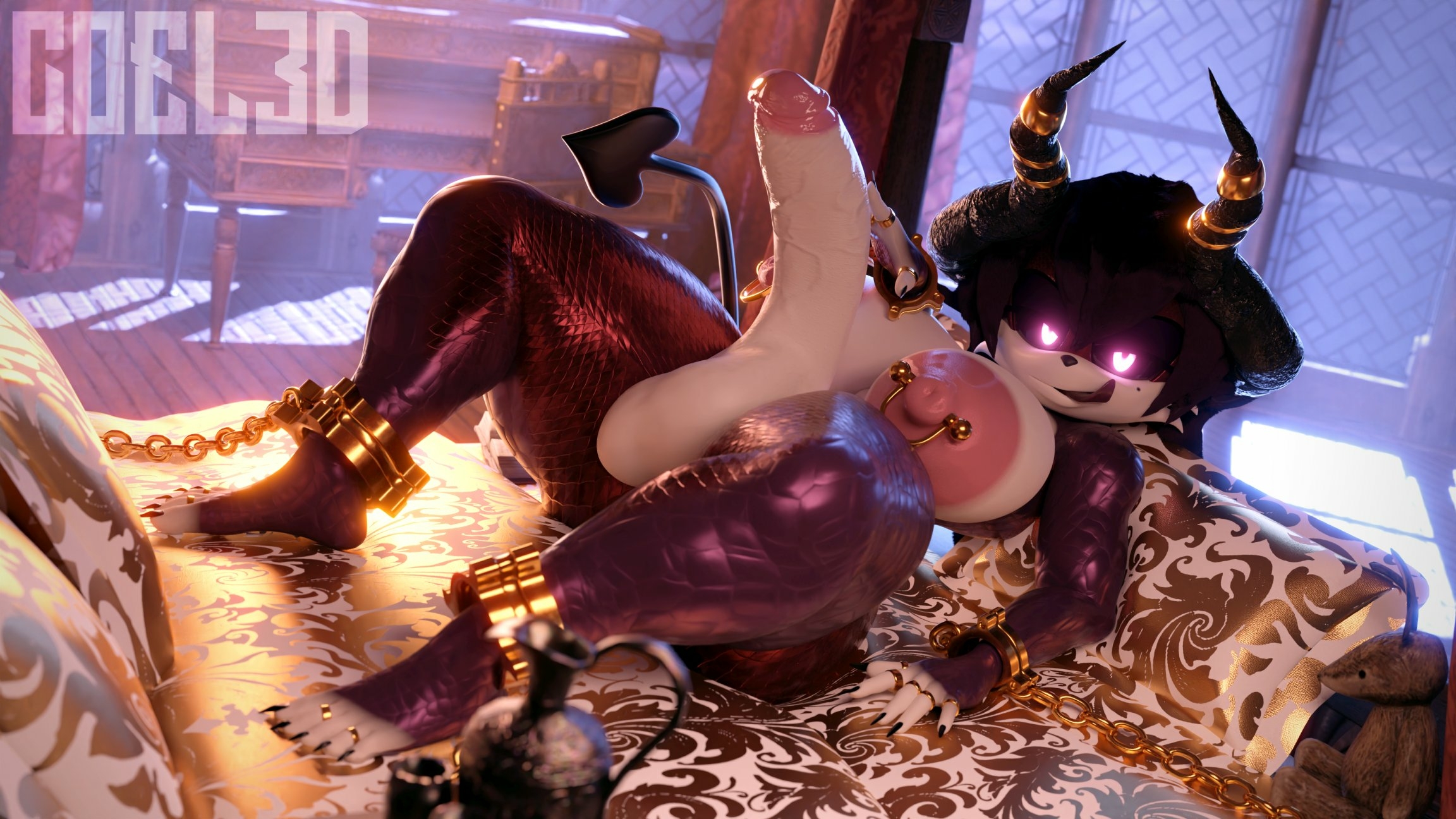 Finally! Some time and space for myself. Sonic Original Character Futanari Futa Big Dick Dick Dickgirl Nipples Nipple Piercing Naked Lingerie Boobs Big boobs Ass 3d Porn