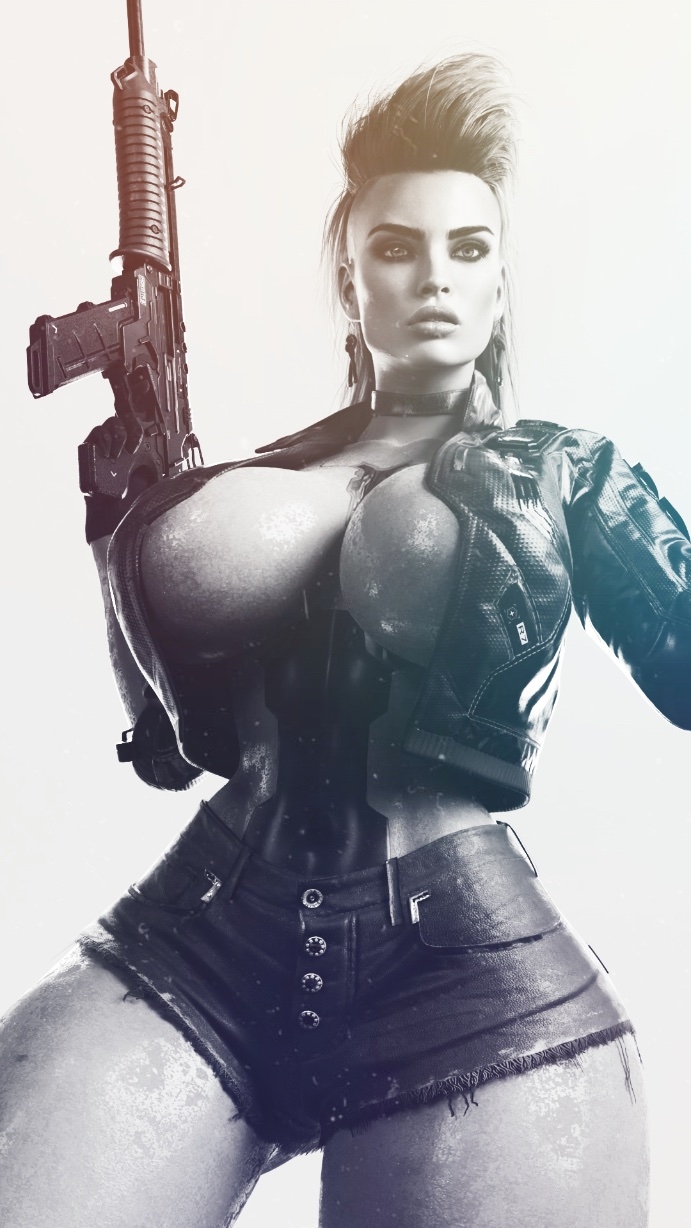 Rogue wannabe MW2 cover girl Rouge Cyberpunk2077 Big boobs Horny Face Sexy 3d Porn
