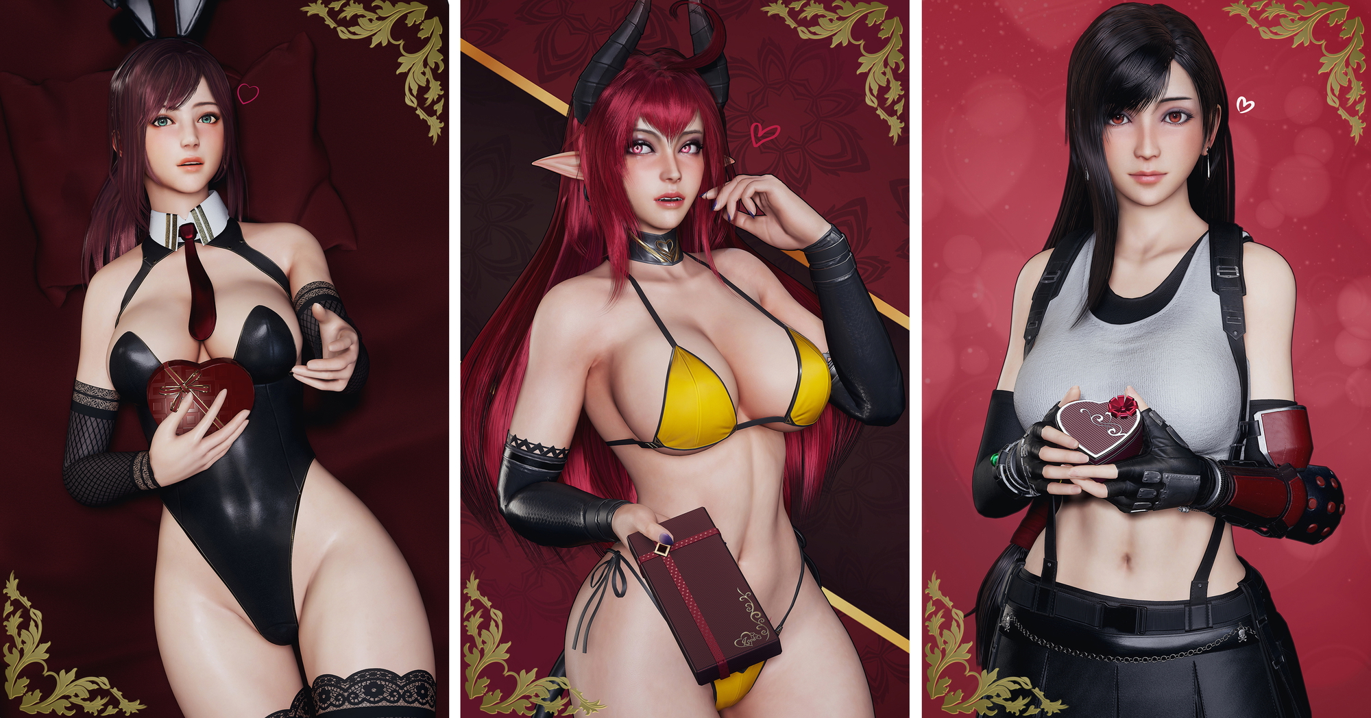 Valentine's day Tifa Lockhart Primrose Character Succubus Valentine's Day