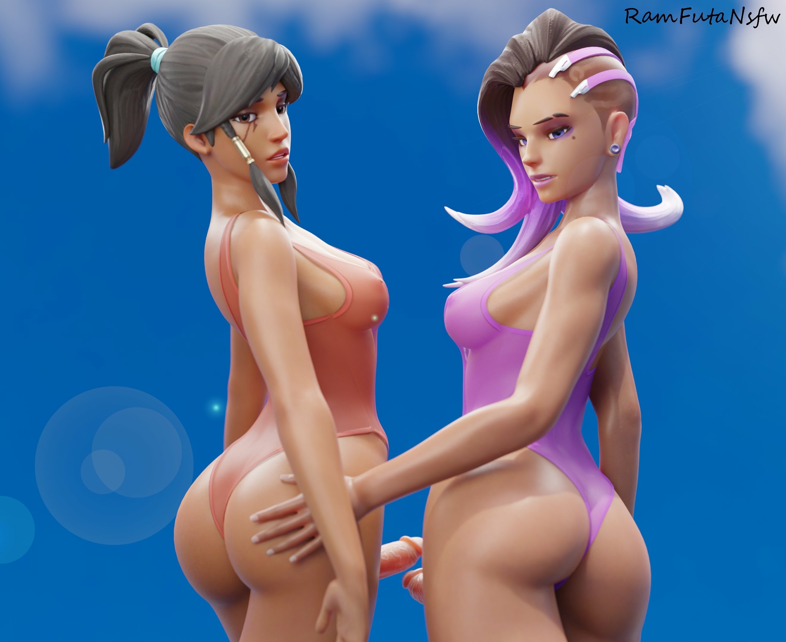 Sombra and pharahs day out at the beach Sombra Pharah Overwatch Lingerie Sexy Lingerie Big Dick Dick Dickgirl Futa Futa On Female Pussy Shaved Pussy Boobs Big boobs Ass Horny Face Sexy 3d Porn 2