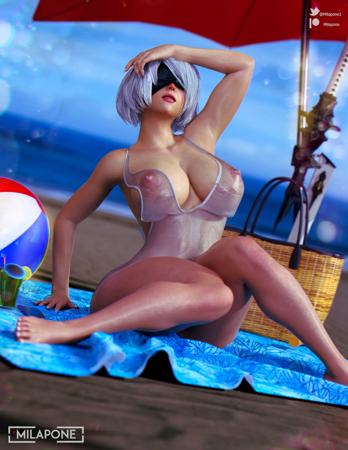 2B Summer Vibe Yorha2b Nier Automata Nipples Boobs Big boobs Ass Tits Horny Face Horny Naked Sexy 3d Porn