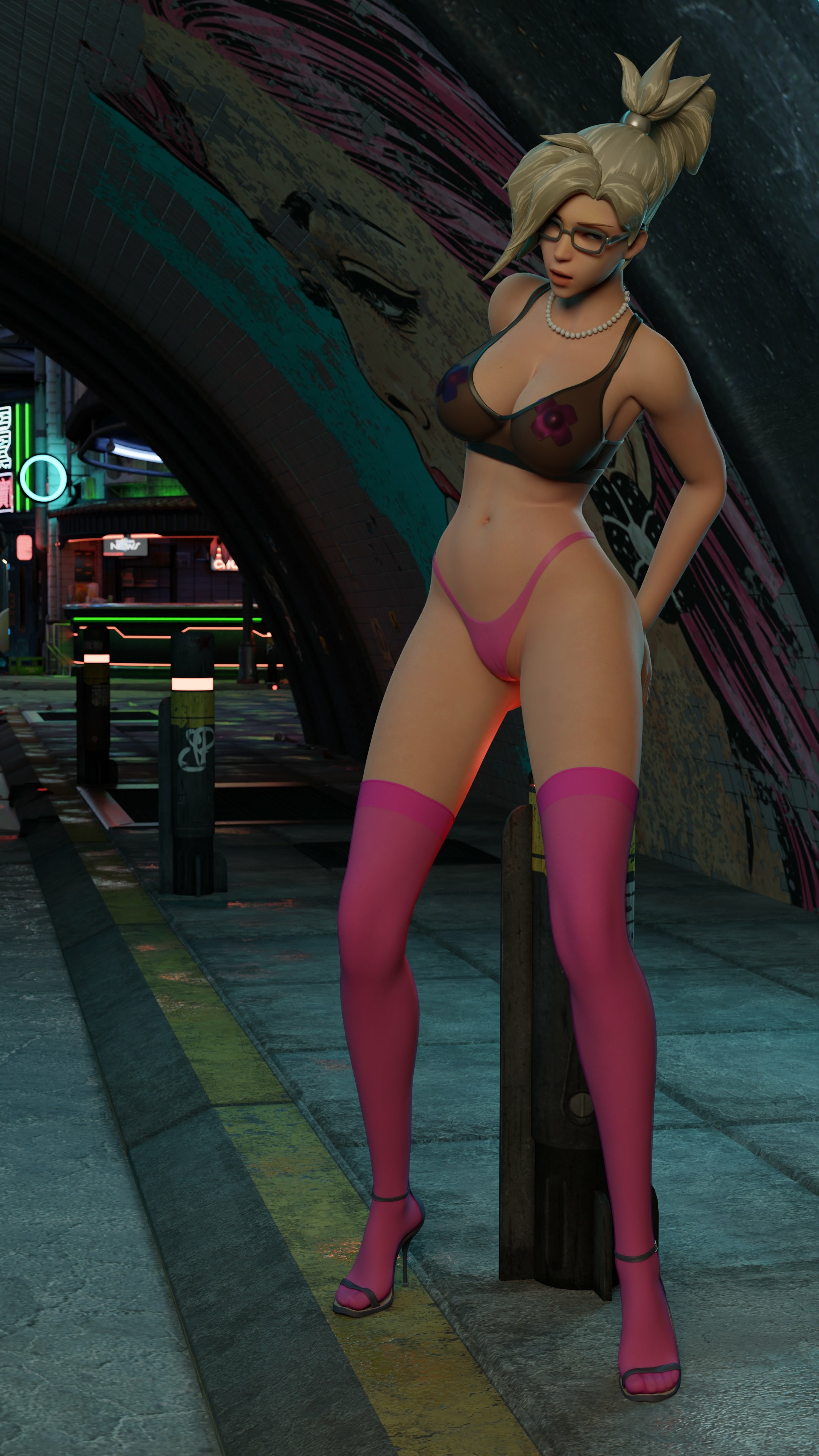 Mercy by Arhoangel Mercy Overwatch Bikini Lingerie Ass Big Ass Boobs Big boobs Tits Sexy Horny Face Horny 3d Porn