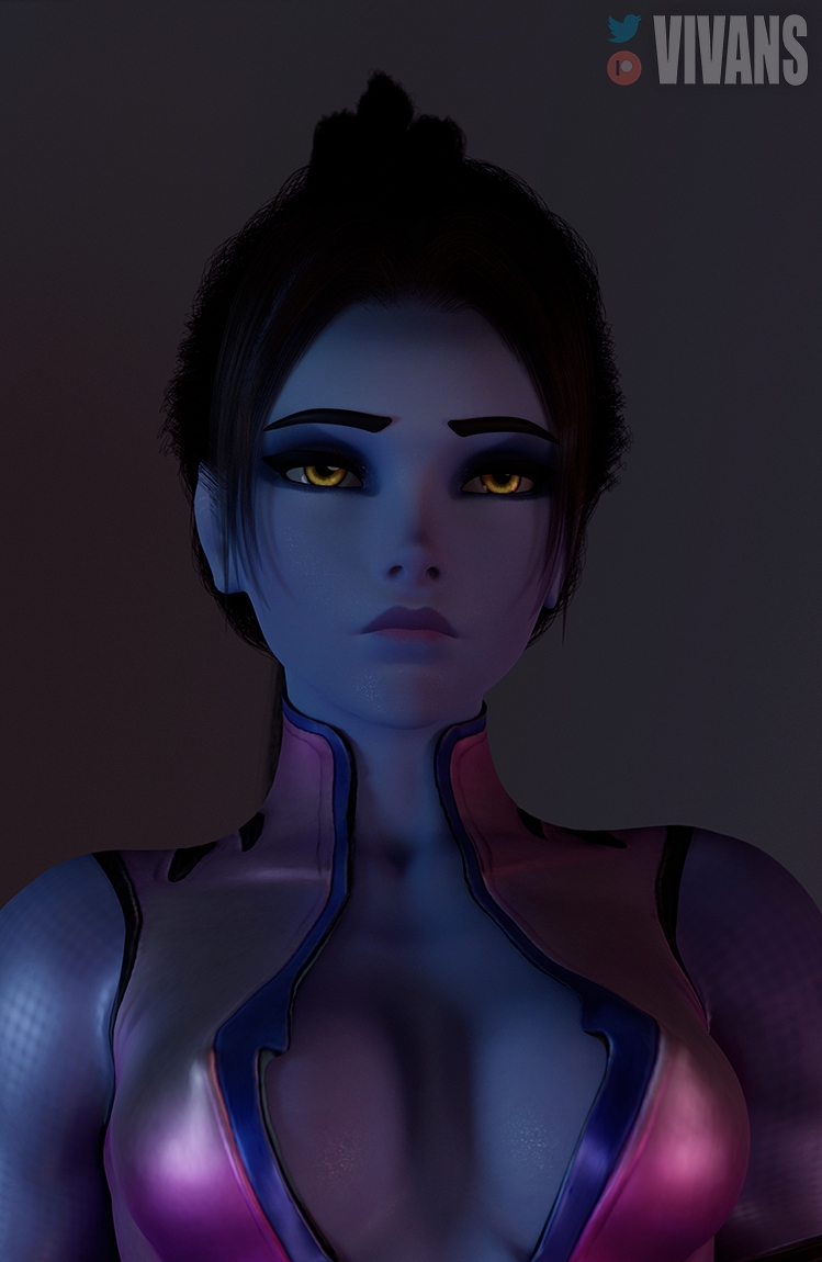 Shadow Lady Overwatch Widowmaker Overwatch 2 Boobs Yellow Eyes Bodysuit Blue Skin