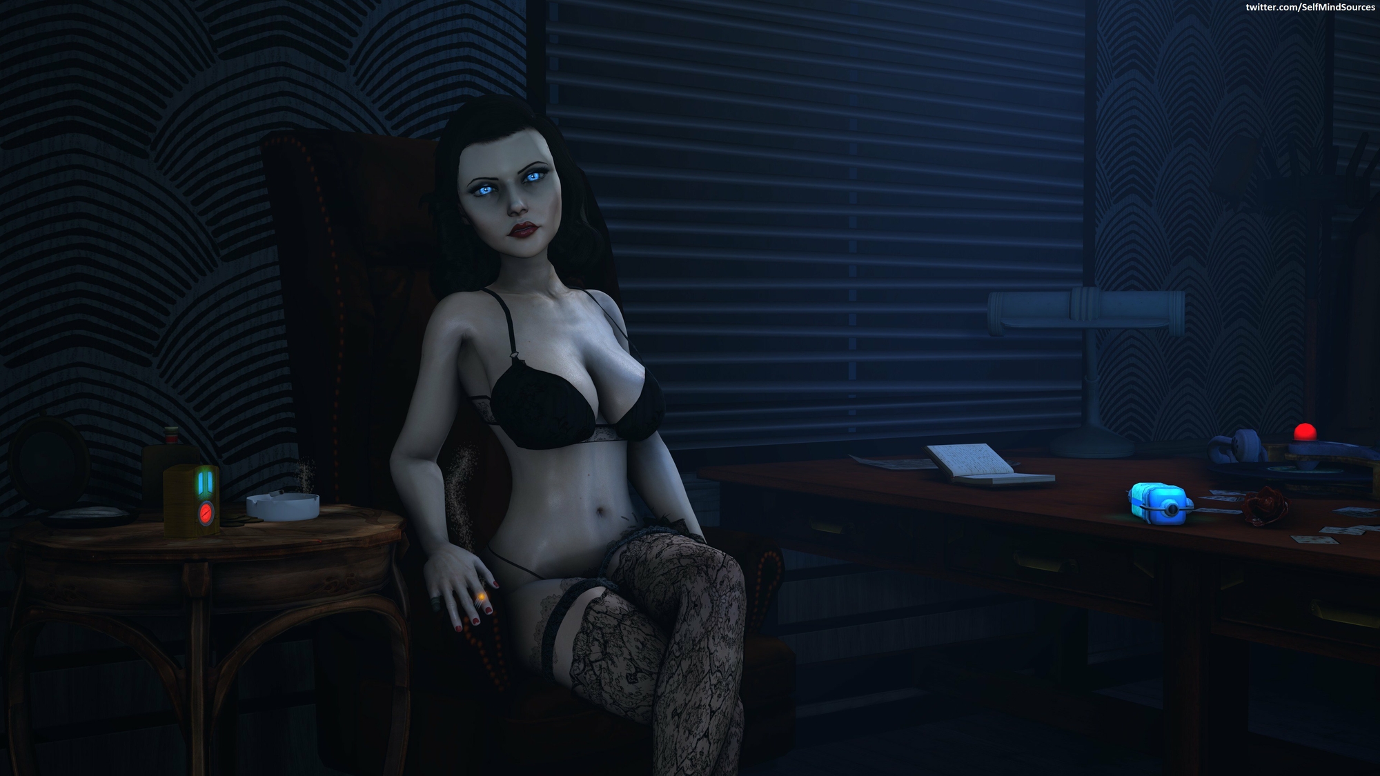 Elizabeth in all her glory Bioshock Infinite Elizabeth Nude Bikini Smoking Cigarette Boobs