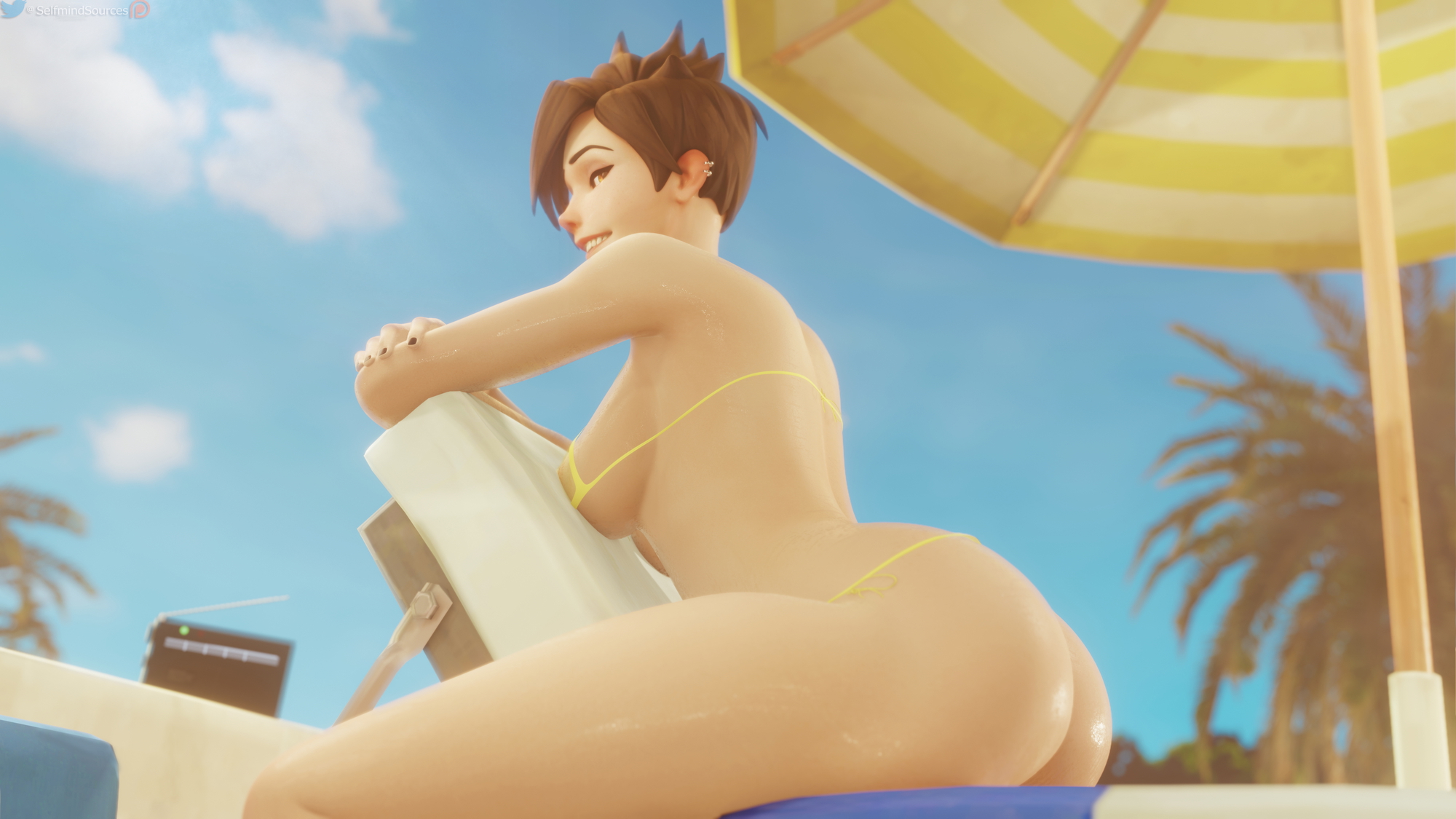 Sun's out buns out  love Tracer Overwatch Nude Bikini Ass Big Booty Boobs