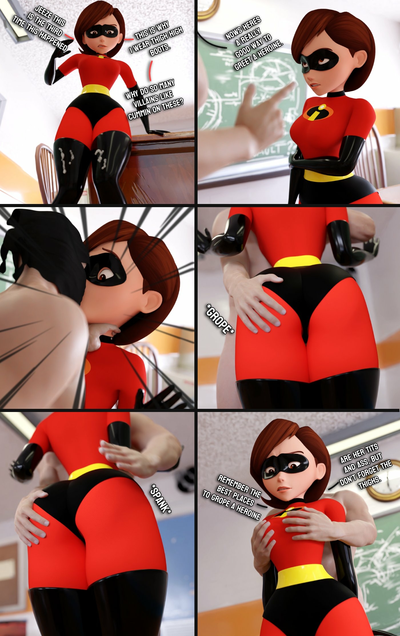 How to defeat a Heroine: With Elastigirl 3/15 Elastigirl The Incredibles Ass Big Ass Boobs Big boobs Big Tits Horny Face Horny Sexy 3d Porn