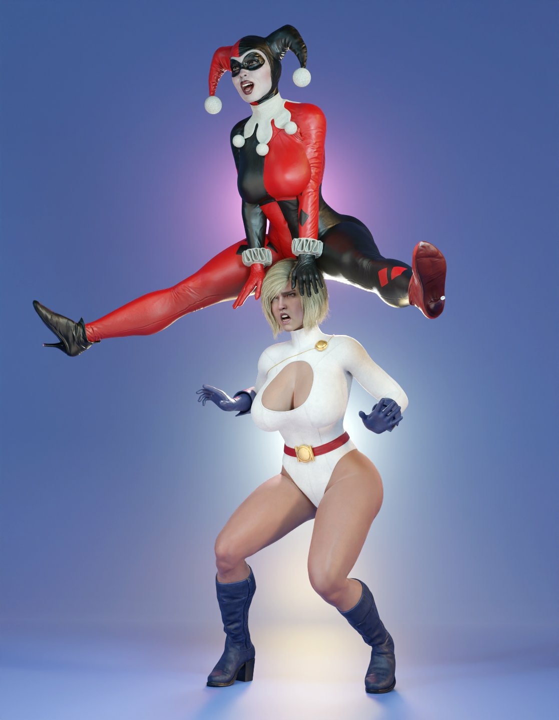 Leapfrog! Power Girl Harley Quinn Dc Comics Suicide Squad Ass Cake Boobs Big boobs Big Ass Big Tits Horny Face Horny Sexy 3d Porn