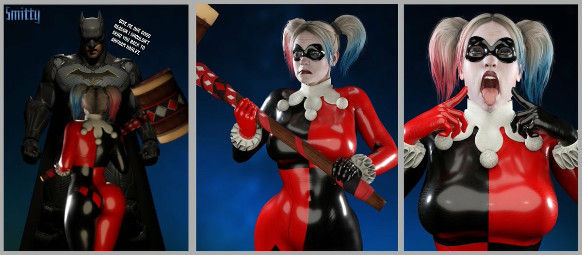 Harley gives B-Man a good reason. Harley Quinn Suicide Squad Batman Ass Cake Boobs Big boobs Big Ass Big Tits Horny Face Horny Sexy 3d Porn