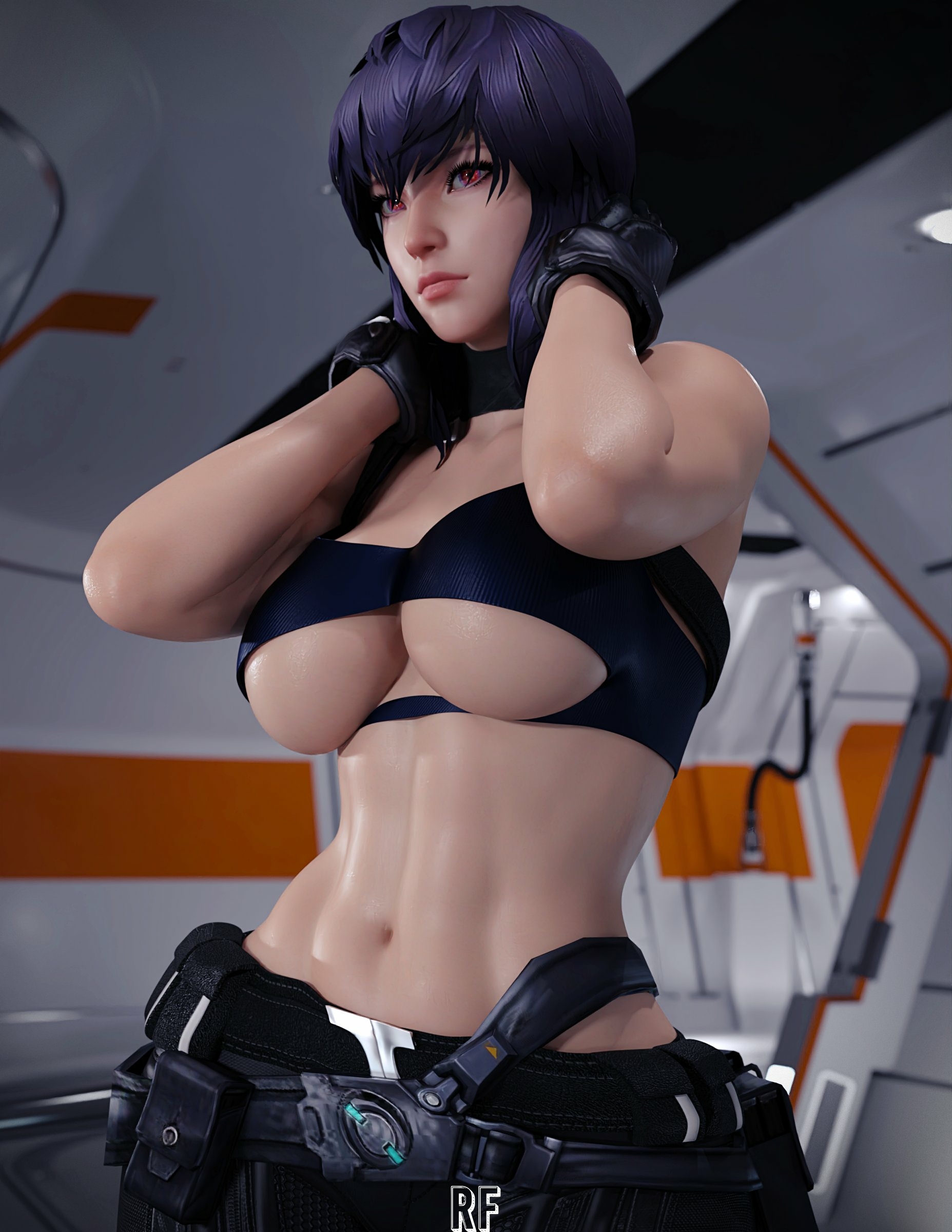Major 💜 Kusanagi Motoko Ghost In The Shell Naked Cake Boobs Big boobs Ass Horny Face Horny Sexy 3d Porn