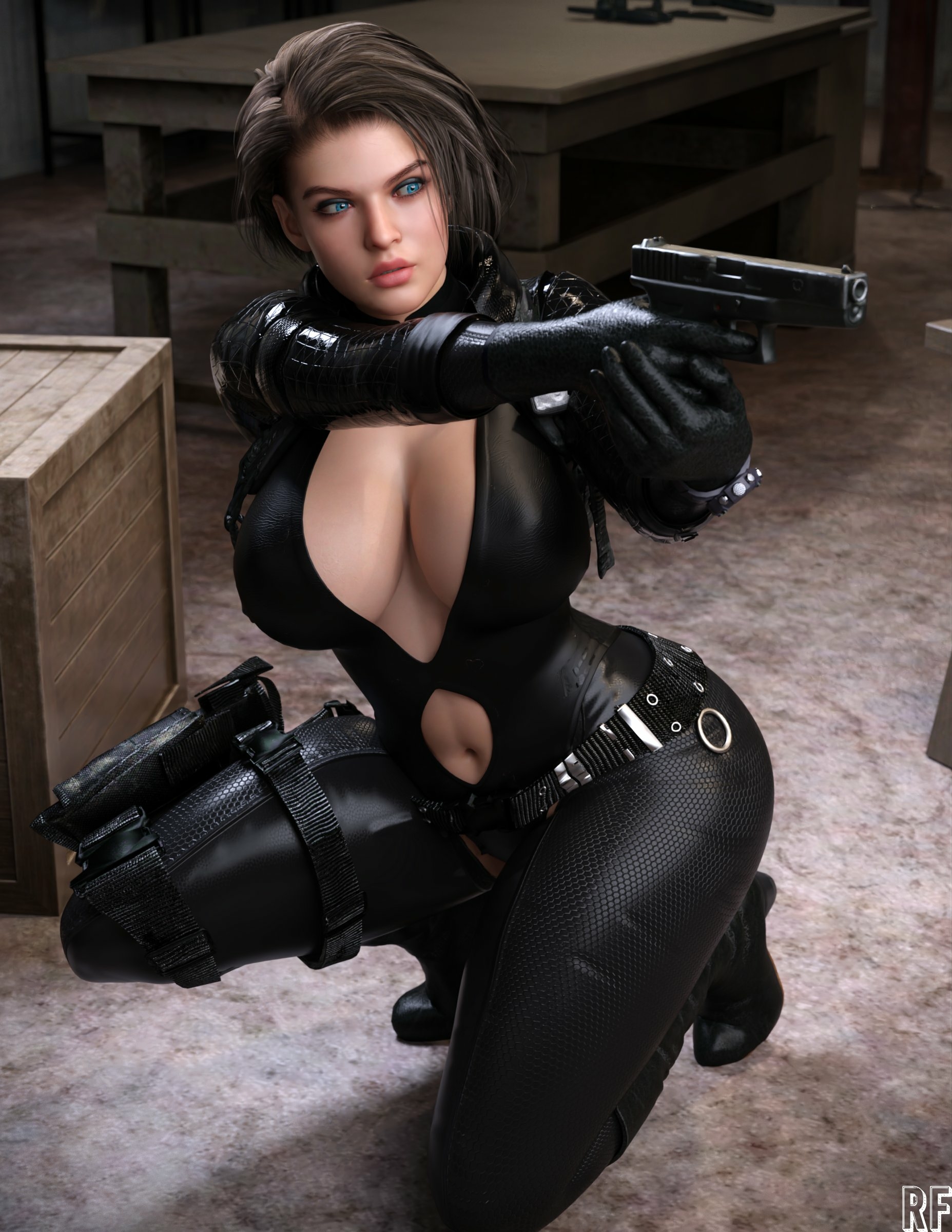 Jill bodysuit Jill Valentine Resident Evil Lingerie Sexy Lingerie Naked Cake Boobs Big boobs Horny Face Horny Sexy 3d Porn
