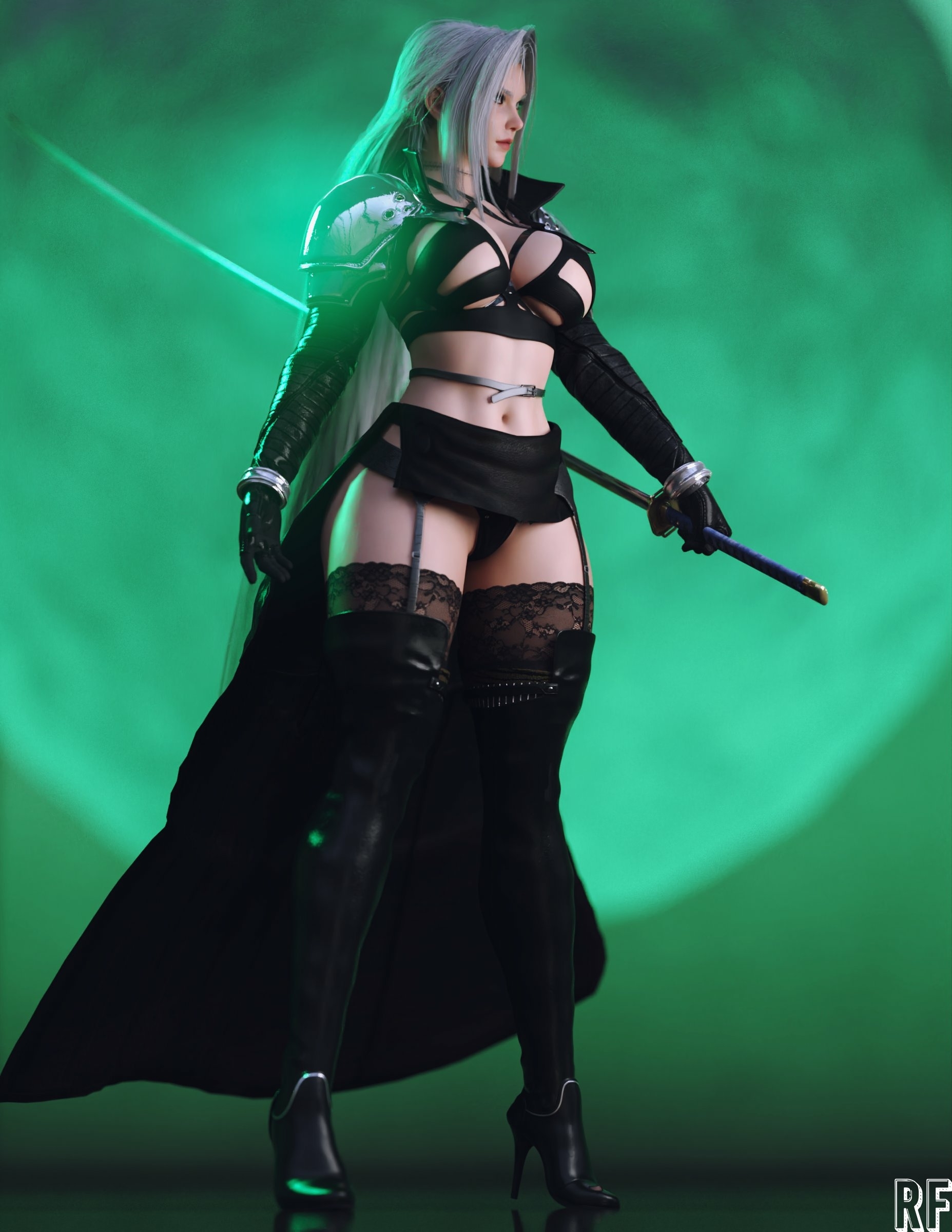 Sephiroth Sephiroth Final Fantasy Lingerie Sexy Lingerie Half Naked Tits Boobs Cake Horny Face Horny Sexy 3d Porn 2