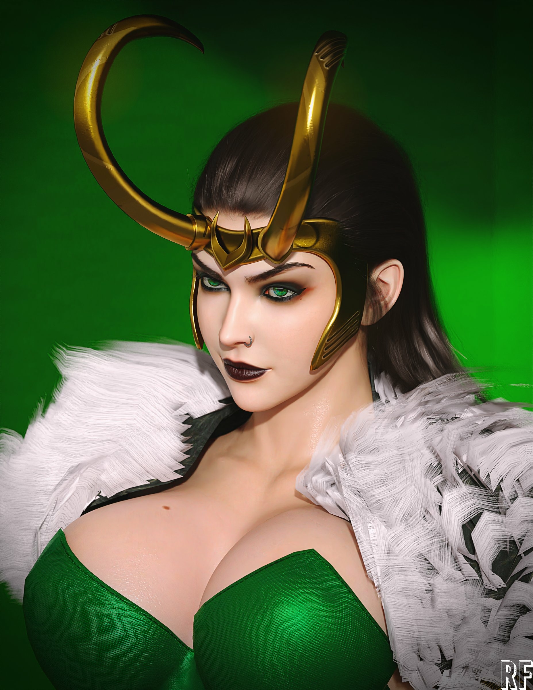 Lady Loki 💚 Loki Marvel Nipples Lingerie Sexy Lingerie Naked Tits Boobs Cake Horny Face Horny Sexy 3d Porn