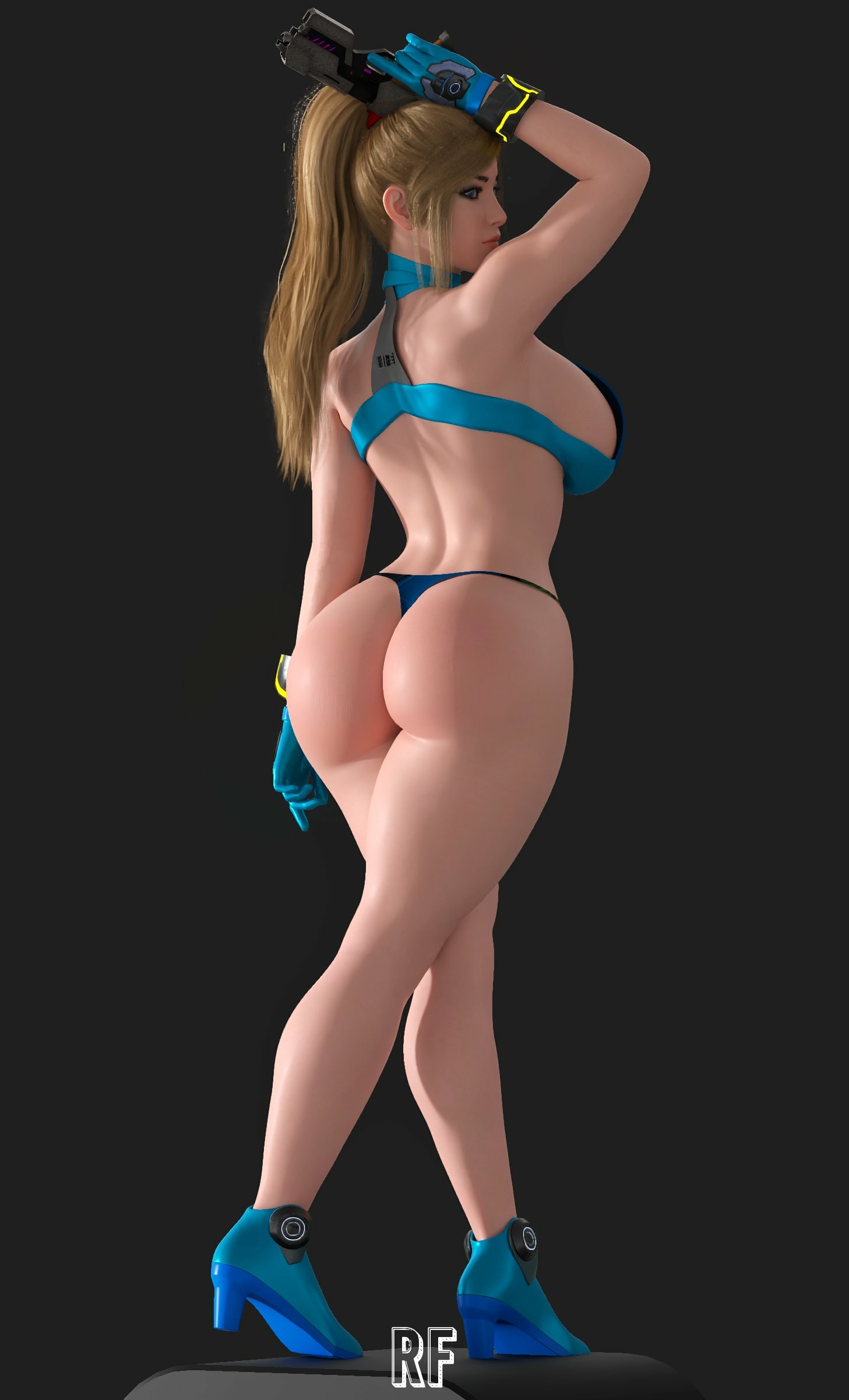 Sammy Samus Aran (Metroid) Metroid Lingerie Sexy Lingerie Naked Tits Boobs Cake Horny Face Horny Sexy 3d Porn 2
