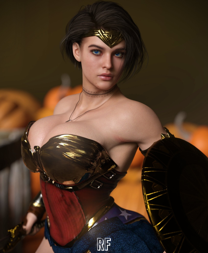 Wonder Jill Jill Valentine Resident Evil Lingerie Sexy Lingerie Naked Tits Boobs Cake Horny Face Horny Sexy 3d Porn