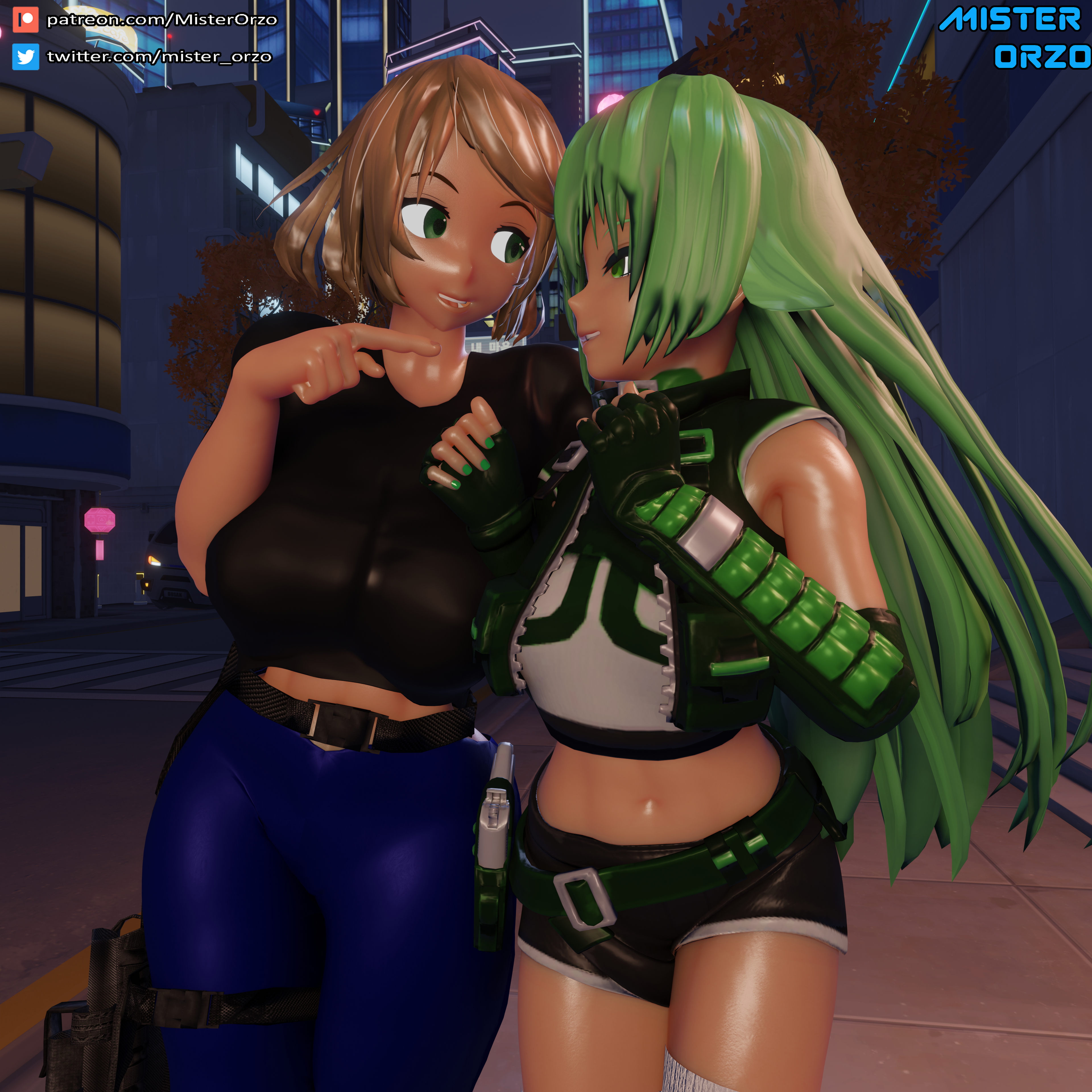 Emma and Setsuna Emma Lange Original Character Oral Big Breasts Breasts Abs