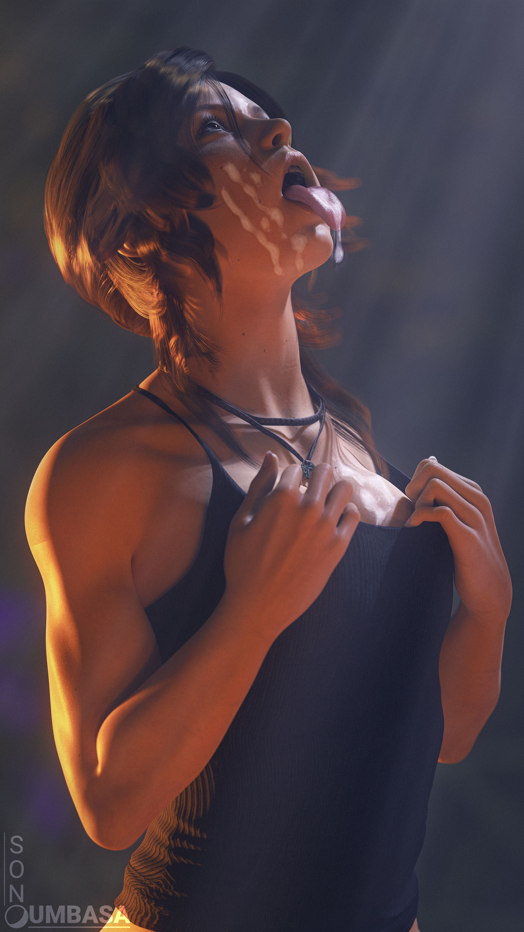 Lara spells (and spills) it out Lara Croft Tomb Raider Lingerie Boobs Big boobs Big Tits Ass Cake Horny Face Horny Sexy 3d Porn 2