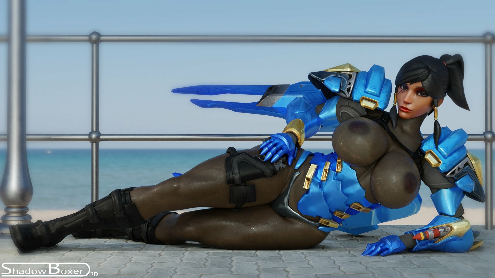 A couple of more spicy versions  I love this see through bodysuit myself Pharah Overwatch Lingerie Nipples Boobs Big boobs Cake Ass Big Ass Big Tits Tits Sexy Horny Face Horny 3d Porn