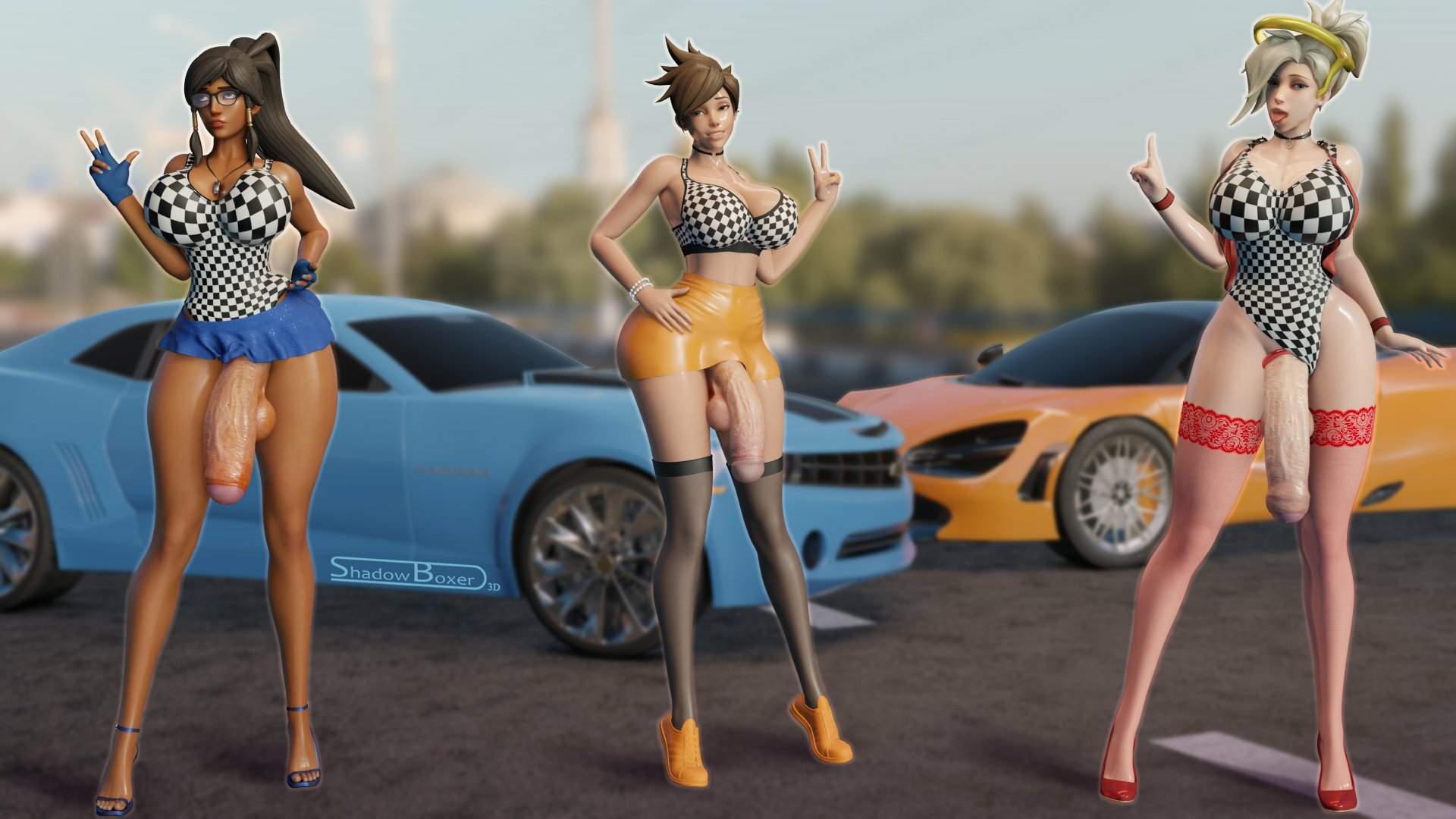 2 dong 2 furious versions🍆 Mercy Tracer Pharah Overwatch Futanari Nipples Pussy Sexy Lingerie Boobs Big boobs Cake Ass Big Ass Big Tits Tits Sexy Horny Face Horny 3d Porn
