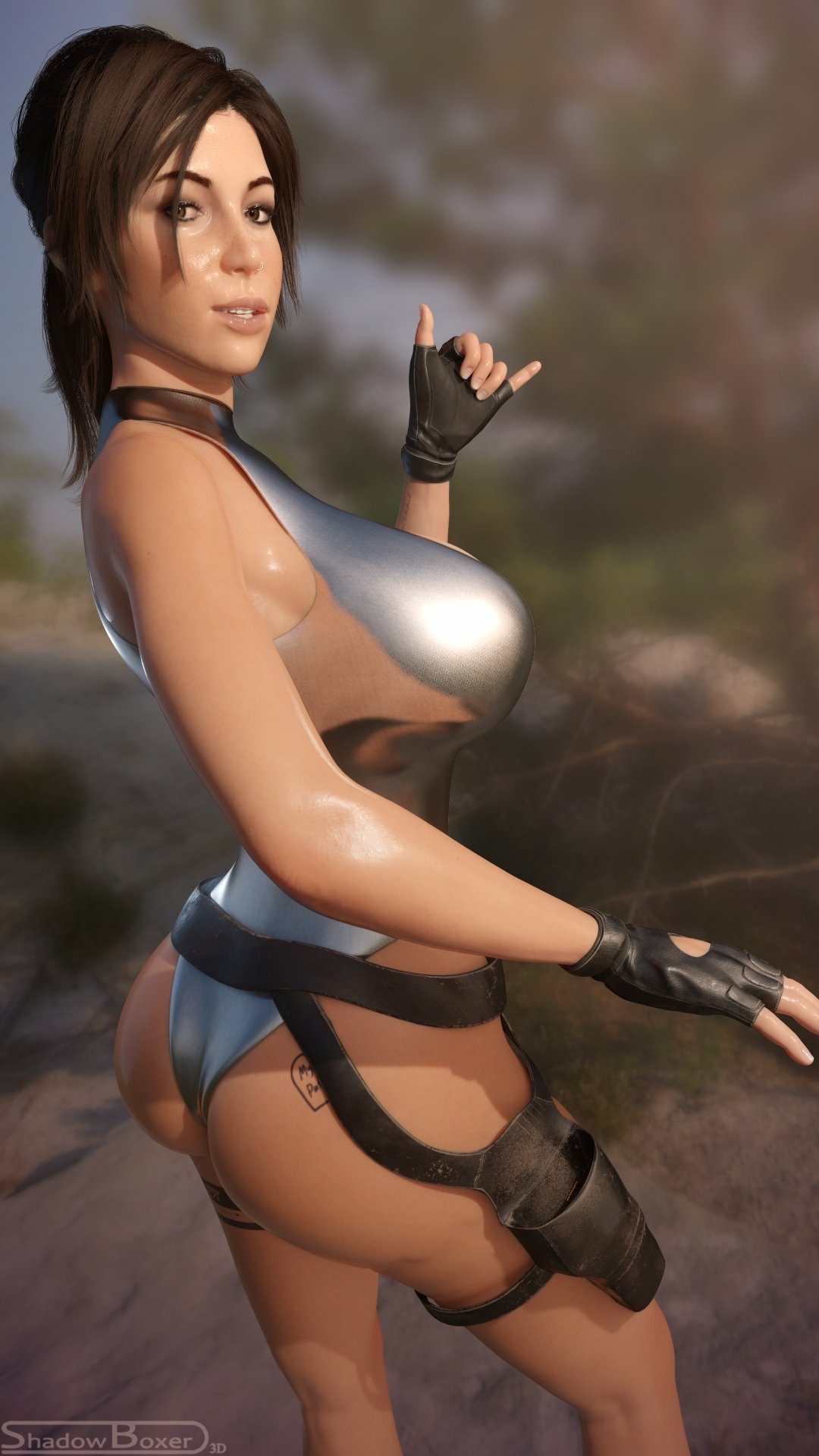 Lara wearing her finest hiking swimsuit™  Lara Croft Tomb Raider Sexy Lingerie Boobs Big boobs Cake Ass Big Ass Big Tits Tits Sexy Horny Face Horny 3d Porn
