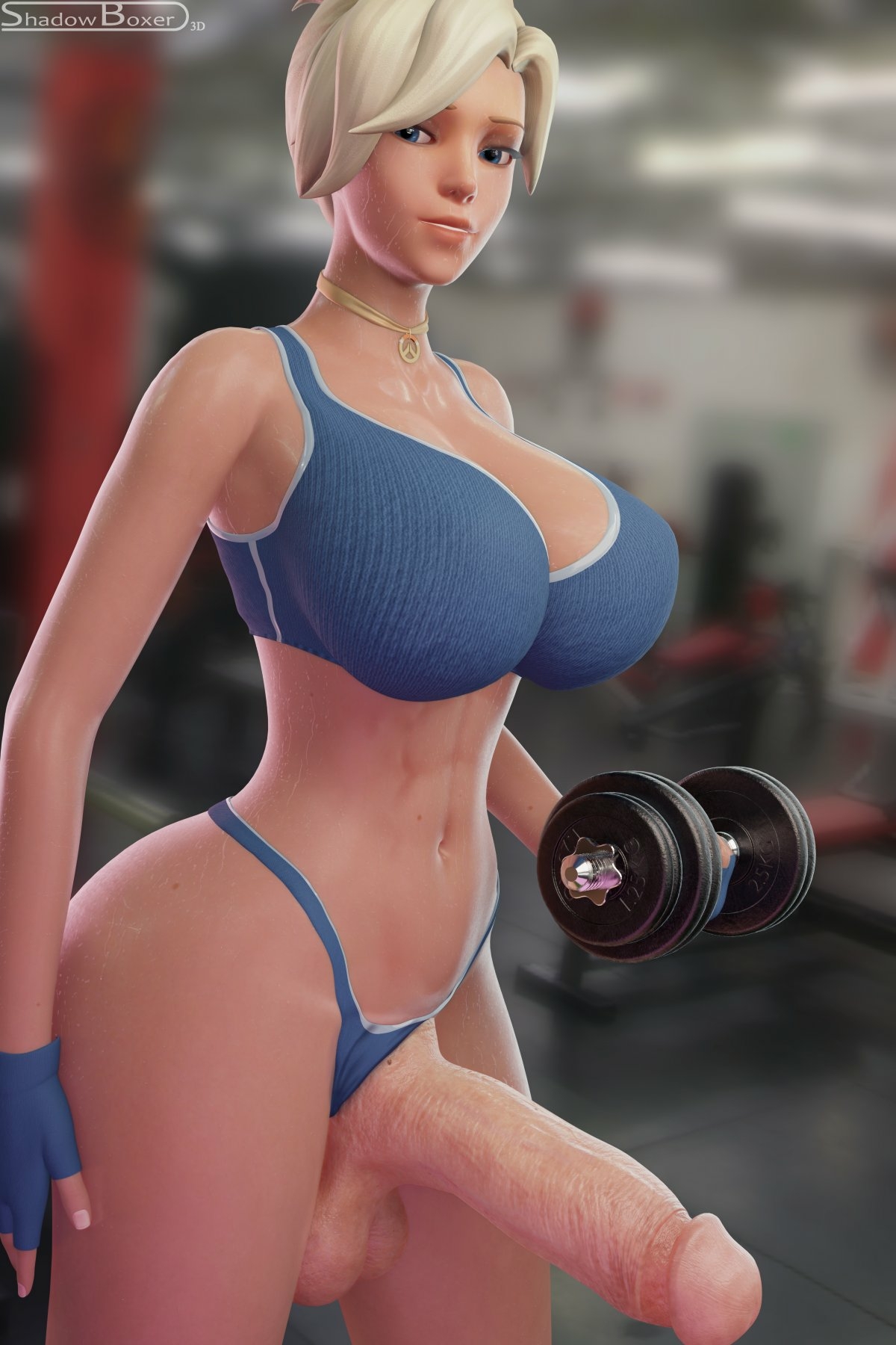 Mercy Gym 🍆 Overwatch Mercy Futanari Futa Big Dick Nipples Lingerie Boobs Big boobs Cake Ass Big Ass Big Tits Tits Sexy Horny Face Horny 3d Porn