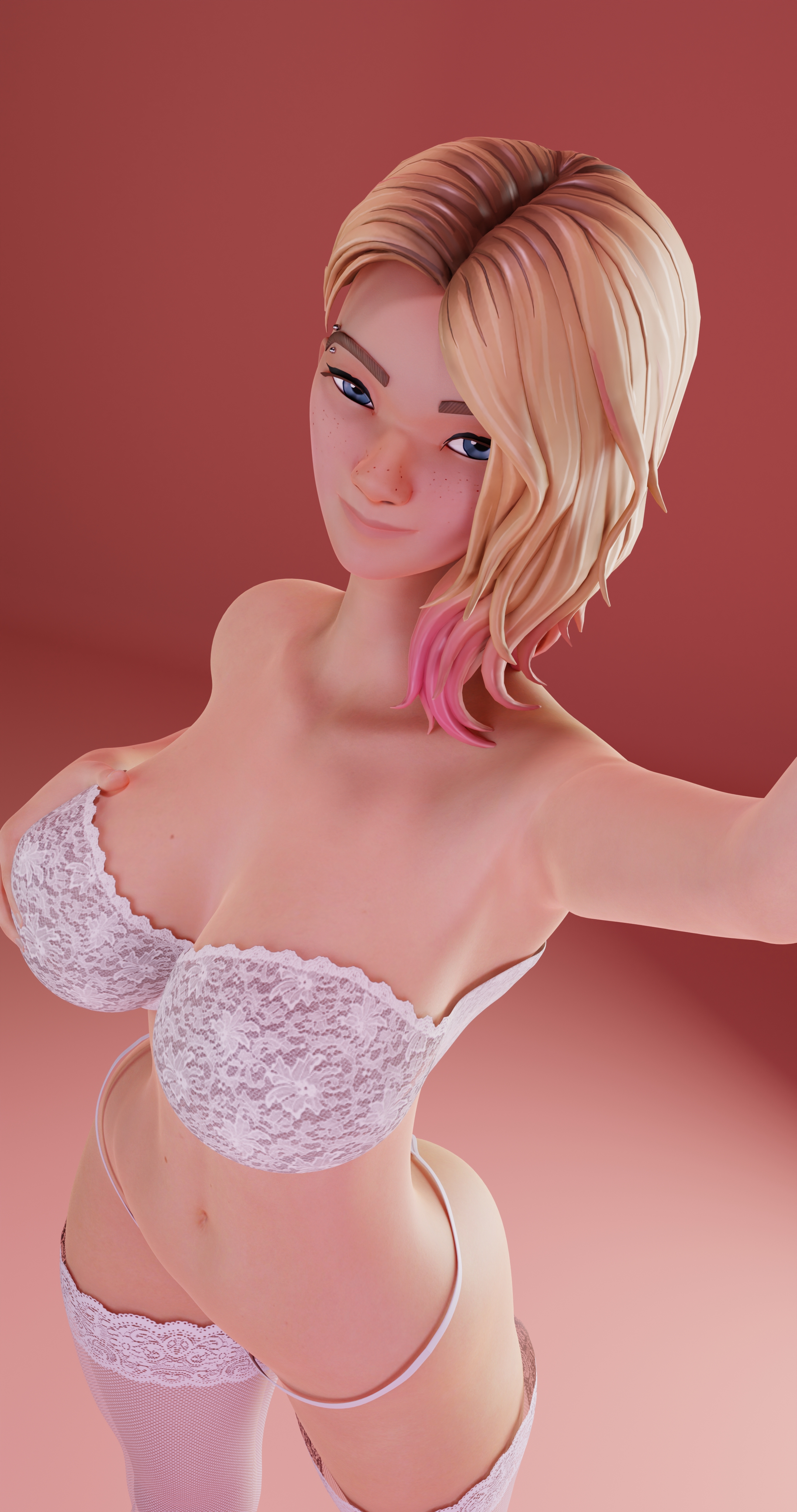 a unexpected selfie Gwen Stacy Fortnite Spider-man Intothespiderverse Spidergwen Lingerie Big Tits Big boobs Blonde Selfie Phone Pov 1girl