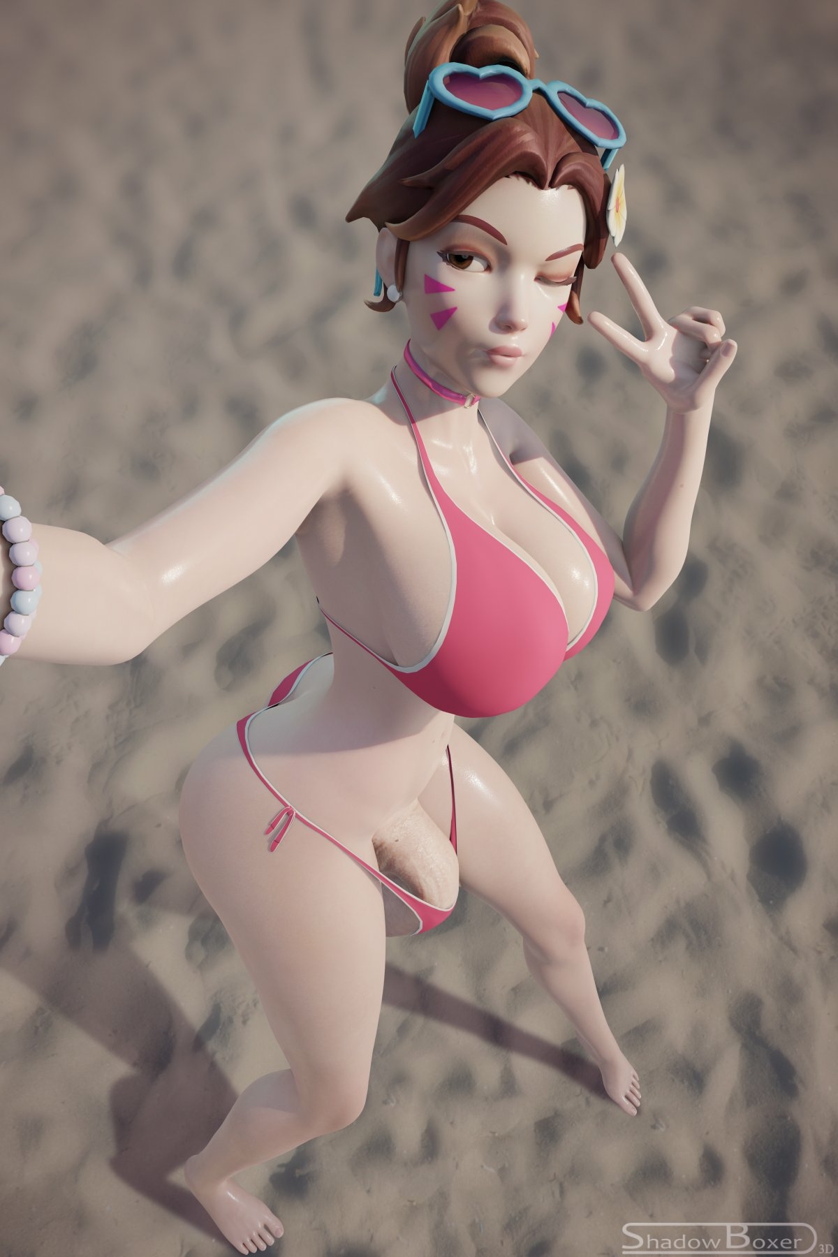 Beach D.va Dva (overwatch) Overwatch Lingerie Futanari Futa Boobs Big boobs Cake Ass Big Ass Big Tits Tits Sexy Horny Face Horny 3d Porn