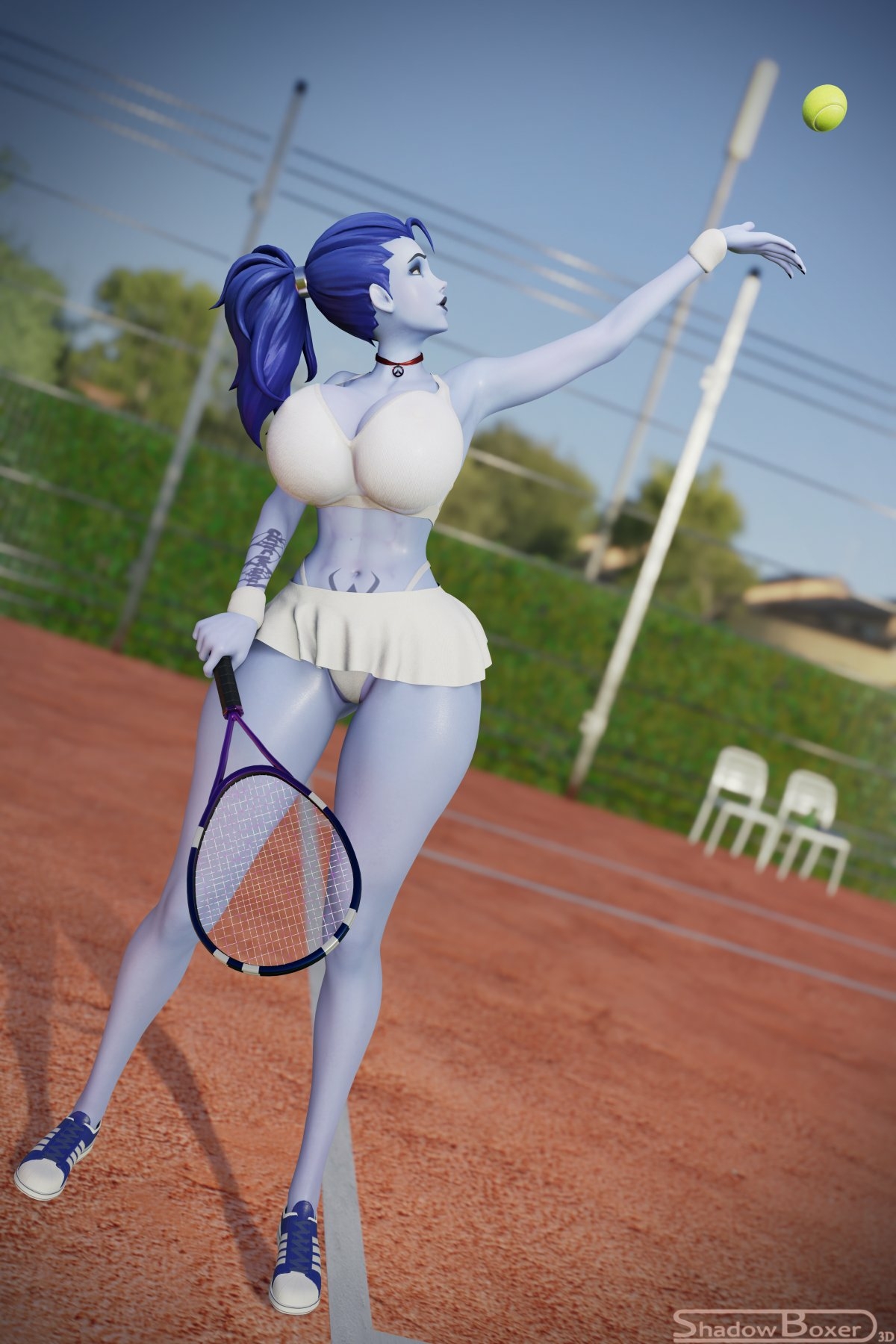 Widow tennis set  winner of last month s rare Widowmaker Overwatch Lingerie Sexy Lingerie Boobs Big boobs Cake Ass Big Ass Big Tits Tits Sexy Horny Face Horny 3d Porn