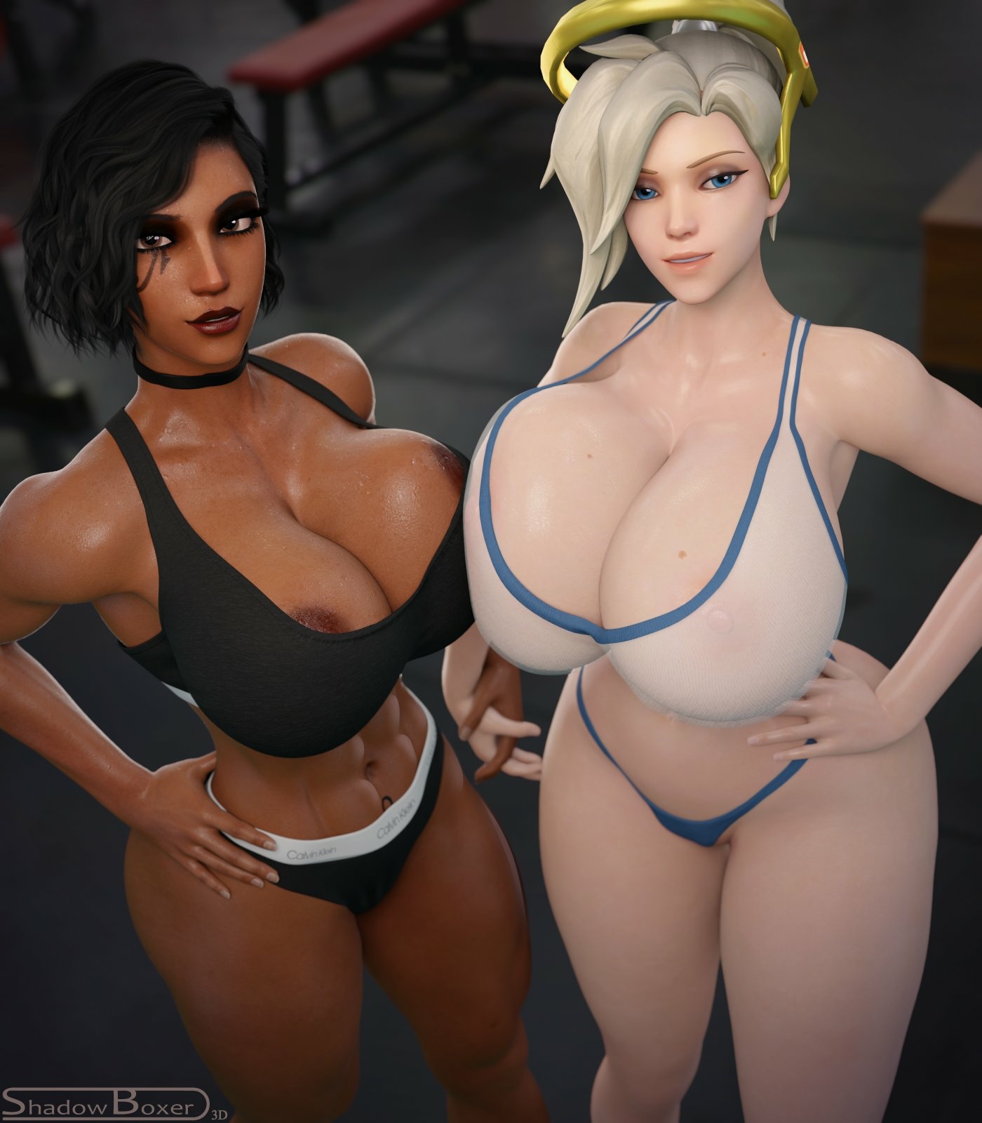 Pharmercy Pharah Mercy Overwatch Nipples Lingerie Sexy Lingerie Boobs Big boobs Cake Ass Big Ass Big Tits Tits Sexy Horny Face Horny 3d Porn