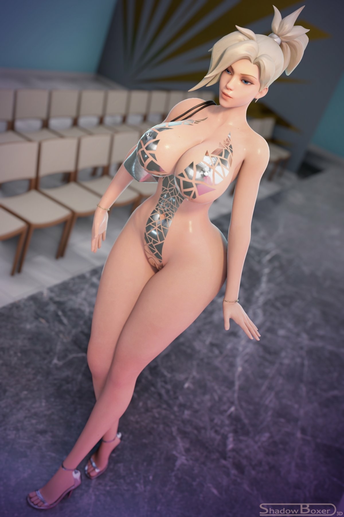 Mercy practicing her runway walking for tape bikini show  I wonder how to get tickets😩 Mercy Overwatch Lingerie Nipples Boobs Big boobs Cake Ass Big Ass Big Tits Tits Sexy Horny Face Horny 3d Porn
