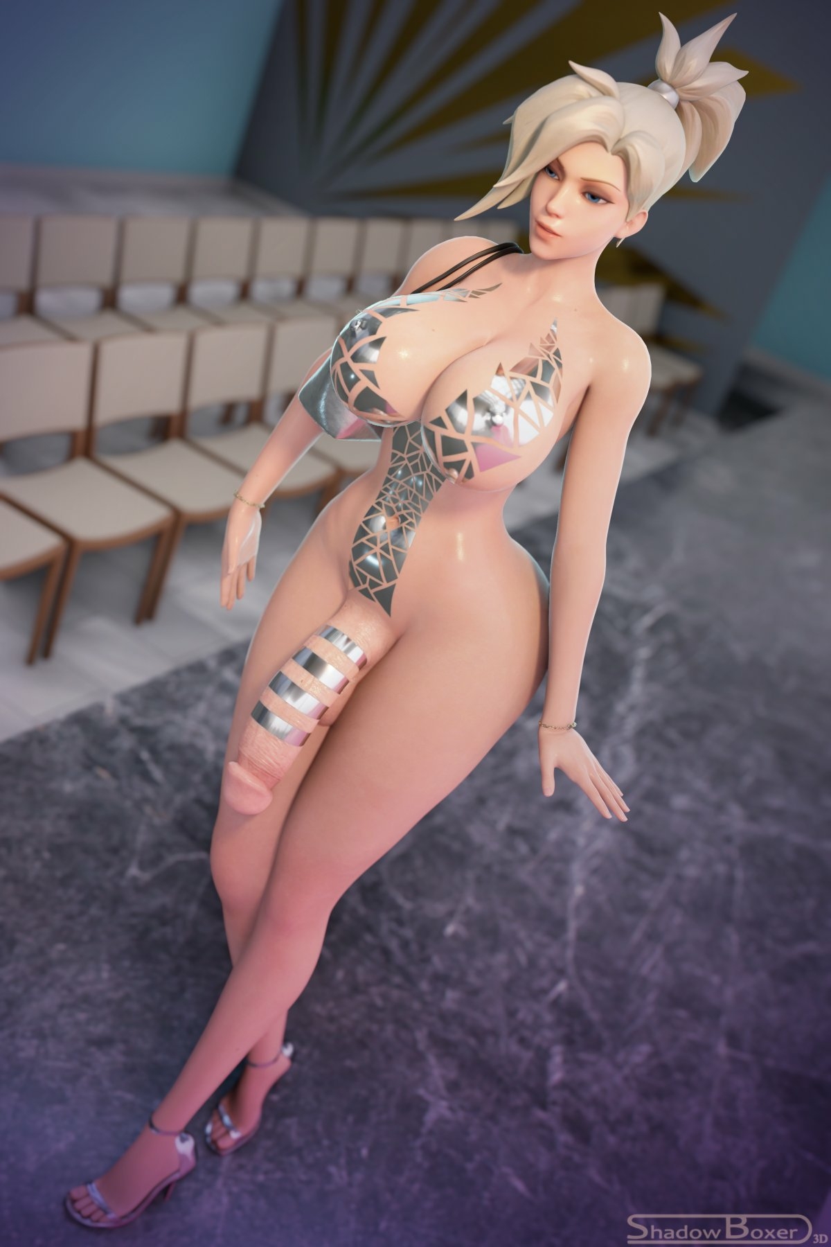dong tape🍆👀 Mercy Overwatch Futanari Futa Lingerie Nipples Boobs Big boobs Cake Ass Big Ass Big Tits Tits Sexy Horny Face Horny 3d Porn 2