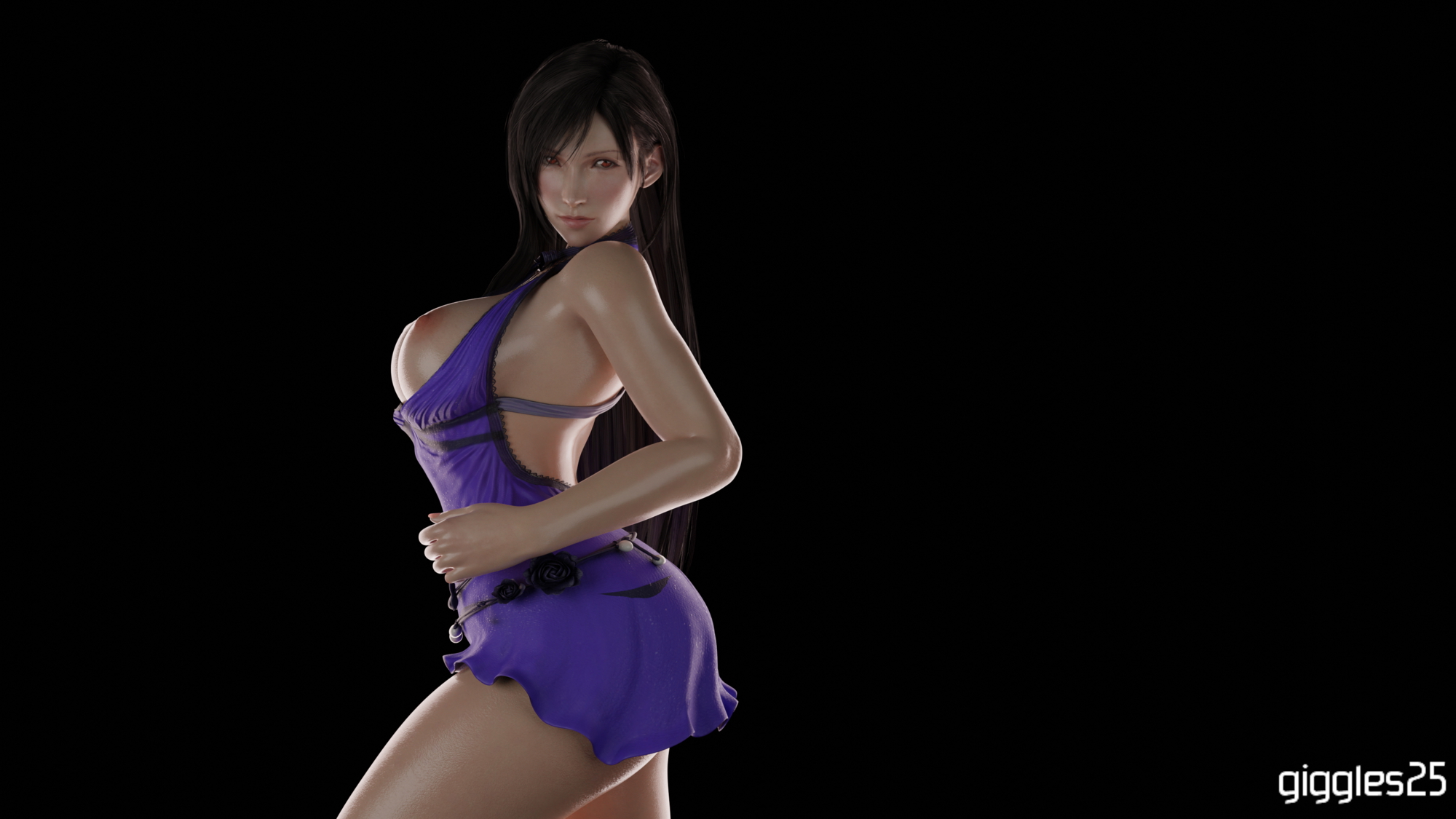 Tifas Posing Tifa Lockhart Final Fantasy Final Fantasy 7 Posing Nude Partially_nude 2