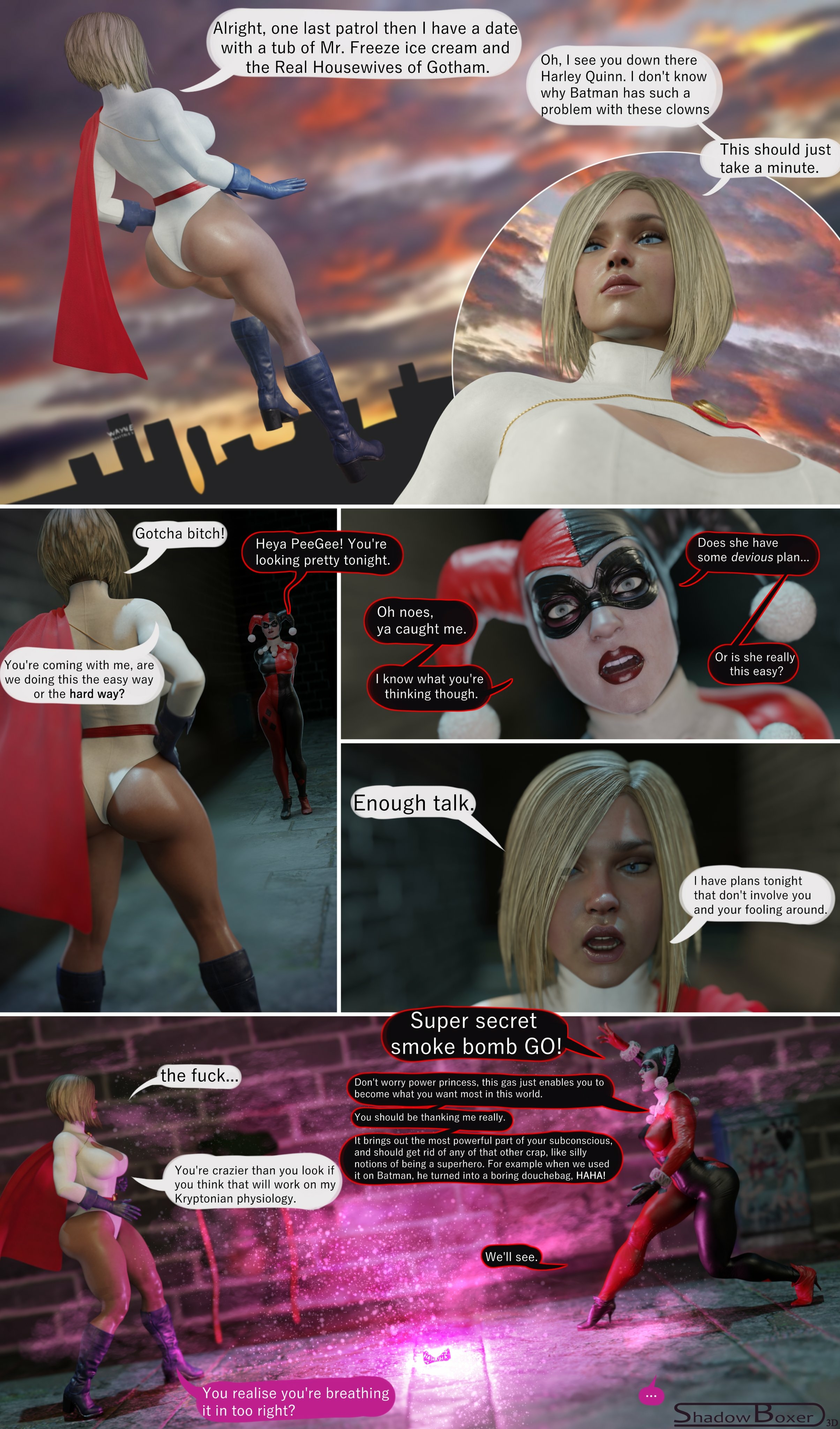 A little comic to introduce the lore of the upcoming set🙈 Power Girl Dc Comics Harley Quinn Suicide Squad Big boobs Cake Ass Big Ass Big Tits Tits Sexy Horny Face Horny 3d Porn