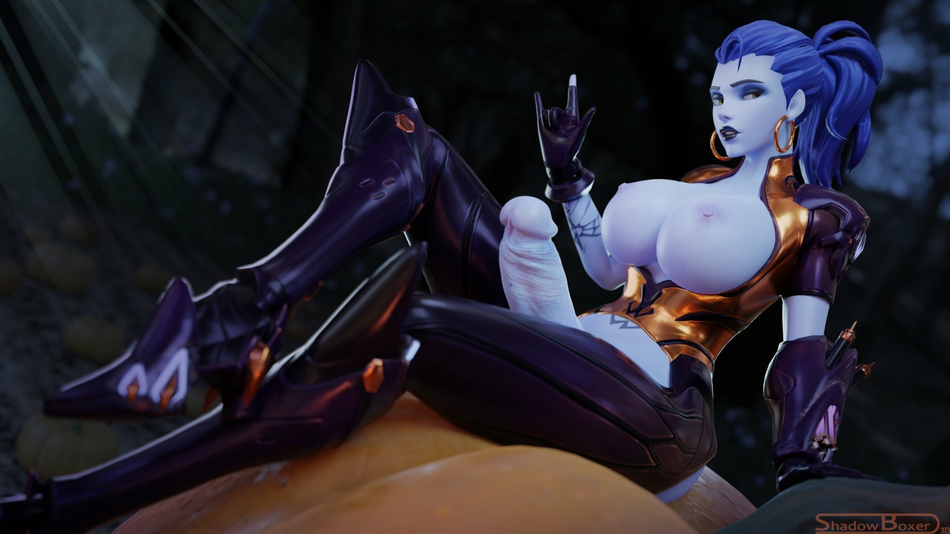 spooky pumpkin widowmaker  I really like this theme😁. Widowmaker Overwatch Nipples Futanari Futa Big boobs Cake Ass Big Ass Big Tits Tits Sexy Horny Face Horny 3d Porn