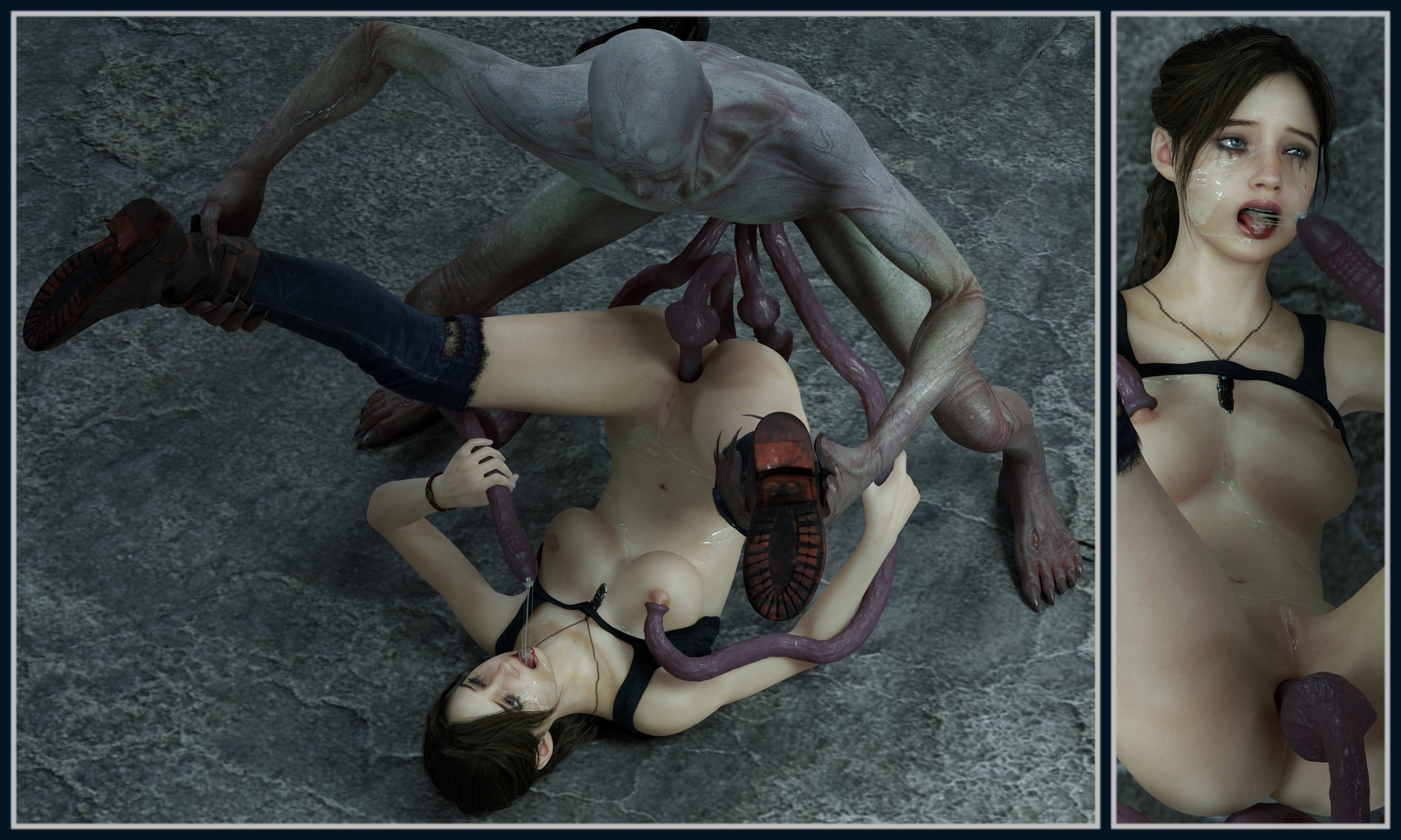 Claire VS B.O.W Tentacles Claire Redfield Resident Evil 2 Remake Monster Tentacles Aliensex Forced Big Ass Naked Anal Pussy 3d Porn Pregnant Egg Laying 3