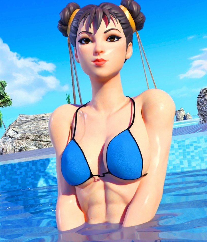 swim with a bikini 😍🥵 Chun Li Street Fighter Nipples Lingerie Sexy Lingerie Naked Boobs Big boobs Big Tits Ass Horny Face Horny Sexy 3d Porn