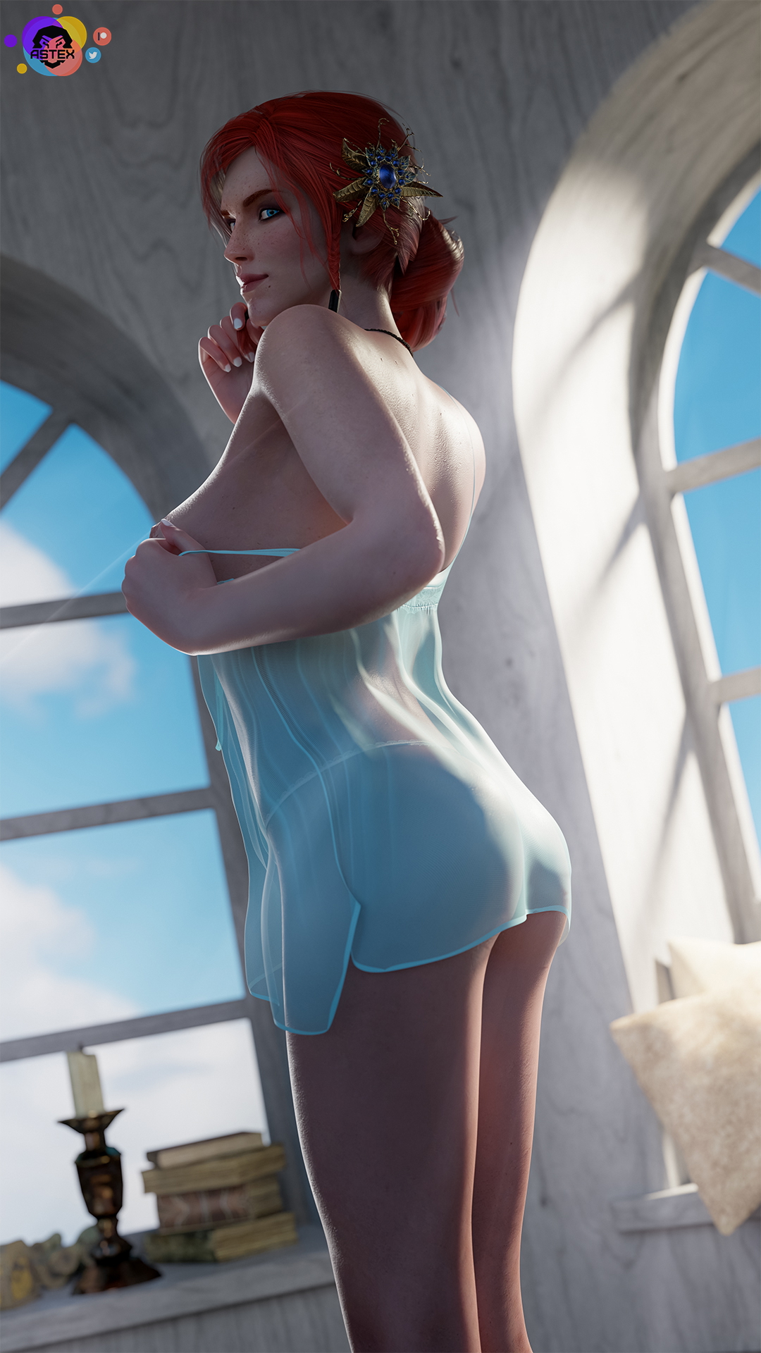 Triss. Pinup April The Witcher Triss Merigold Lingerie Sexy Lingerie Nipples Boobs Big boobs Big Tits Ass Big Ass Cake Sexy Horny Face Horny 3d Porn