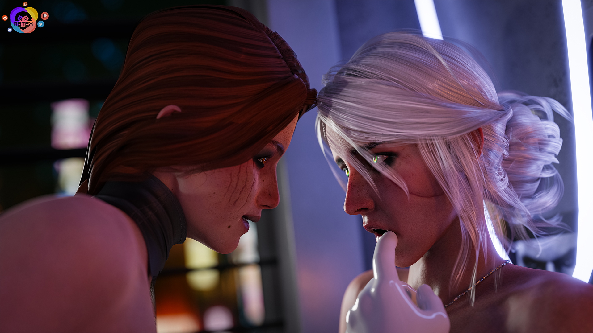 Passion in Night City The Witcher Ciri (The Witcher) Cerys (the Witcher) Lingerie Sexy Lingerie Nipples Boobs Big boobs Big Tits Ass Big Ass Cake Sexy Horny Face Horny 3d Porn 2
