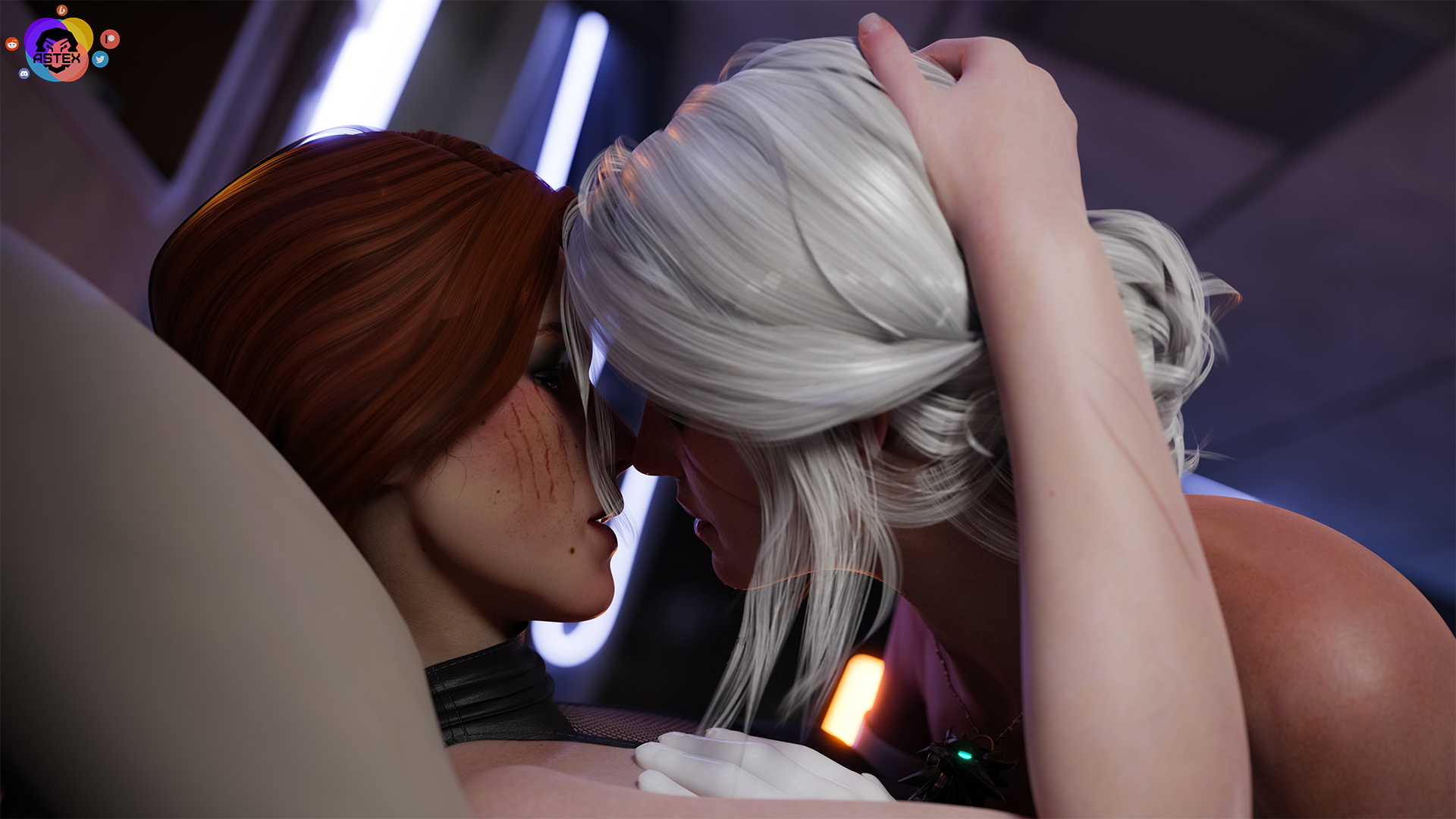 Passion in Night City  4 The Witcher Triss Merigold Ciri (The Witcher) Nipples Boobs Big boobs Big Tits Ass Big Ass Cake Sexy Horny Face Horny 3d Porn 3