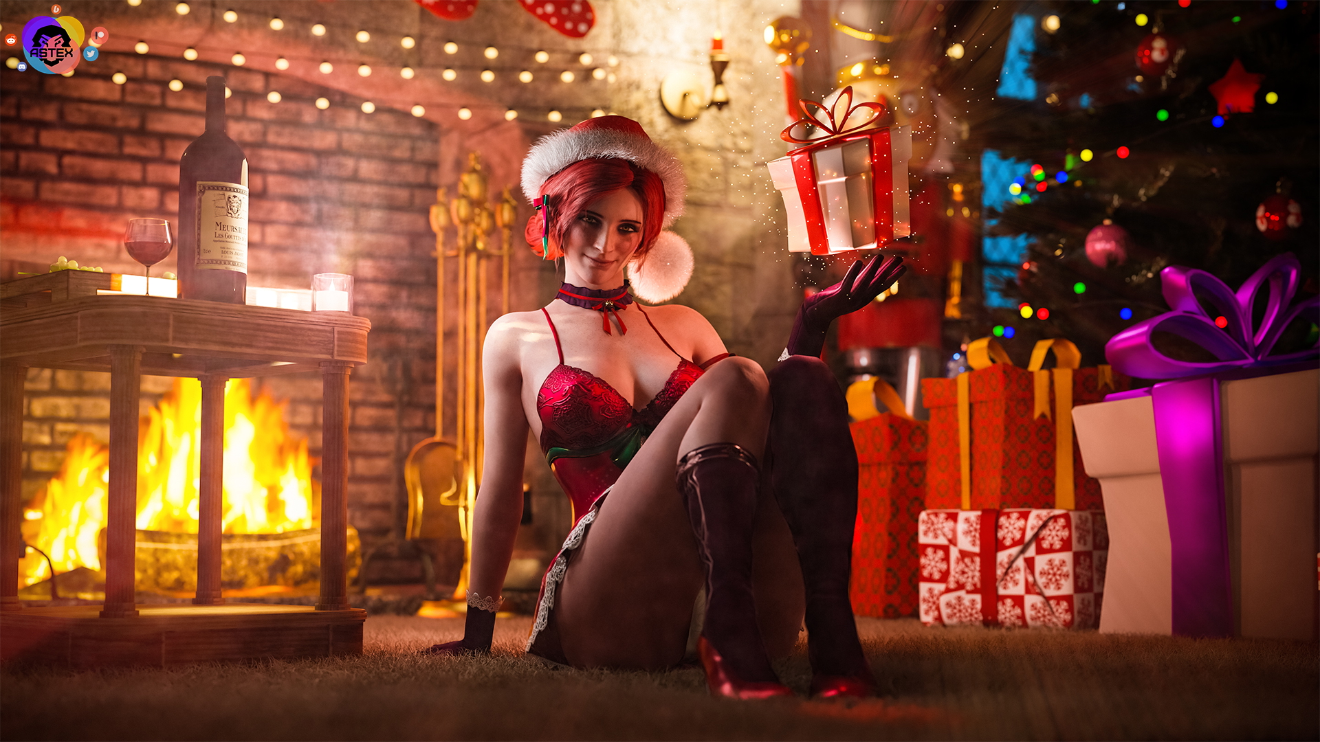 Triss. Merry Christmas! The Witcher Triss Merigold Lingerie Sexy Lingerie Boobs Big boobs Big Tits Big Ass Cake Sexy Horny Face Horny 3d Porn 3